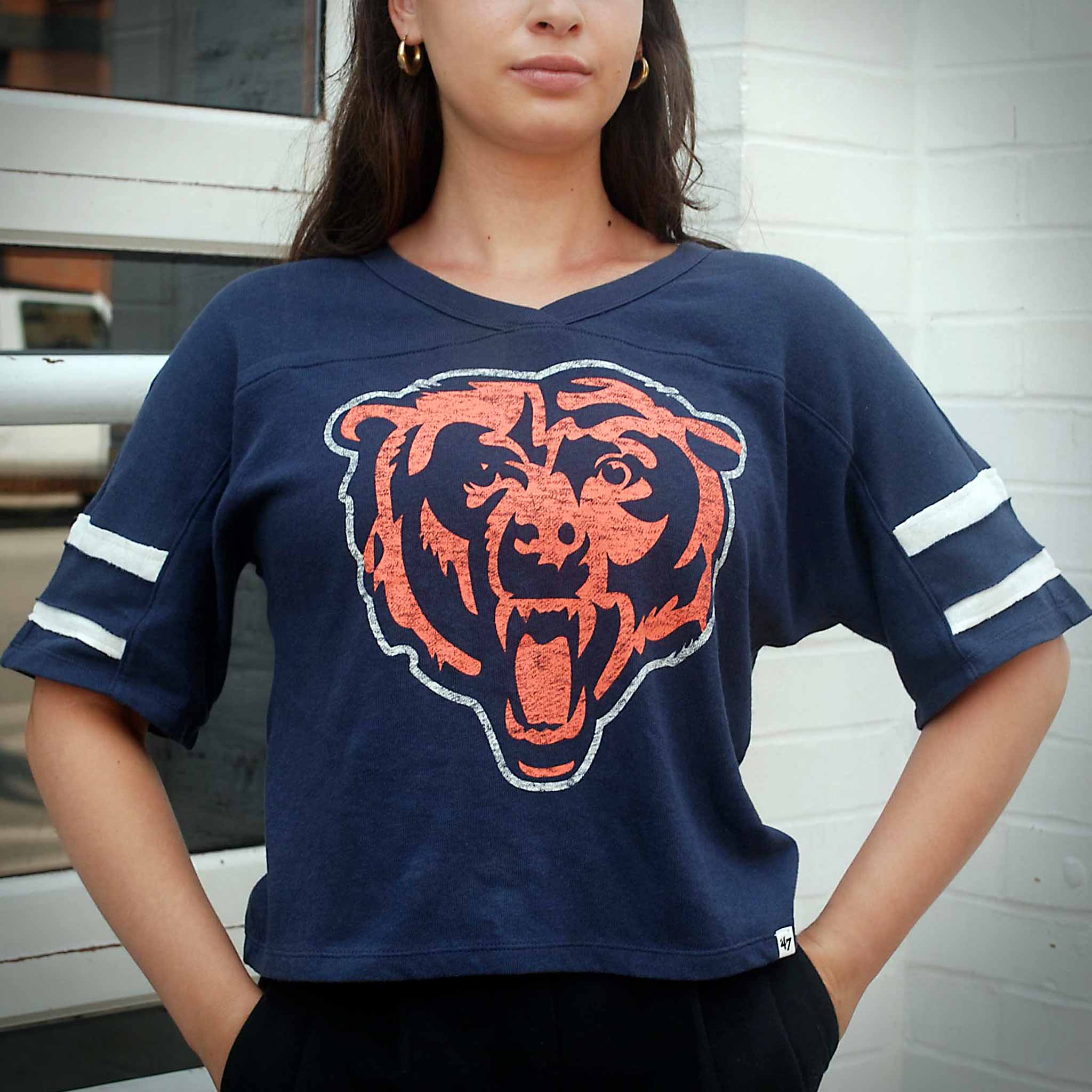 Chicago Bears 47 Brand Women's Atlas Blue Premier Scout Crop Short Sleeve T Shirt - Image 3