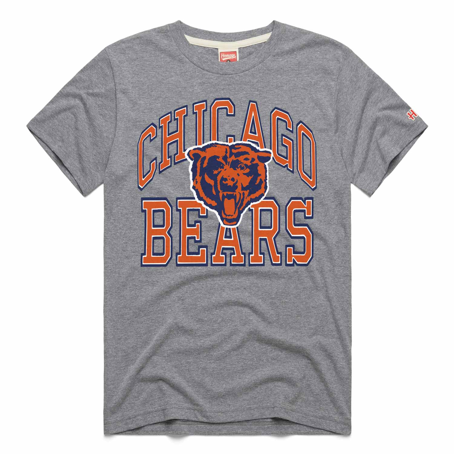 Chicago Bears Homage Arch Bearhead Grey Short Sleeve T-Shirt