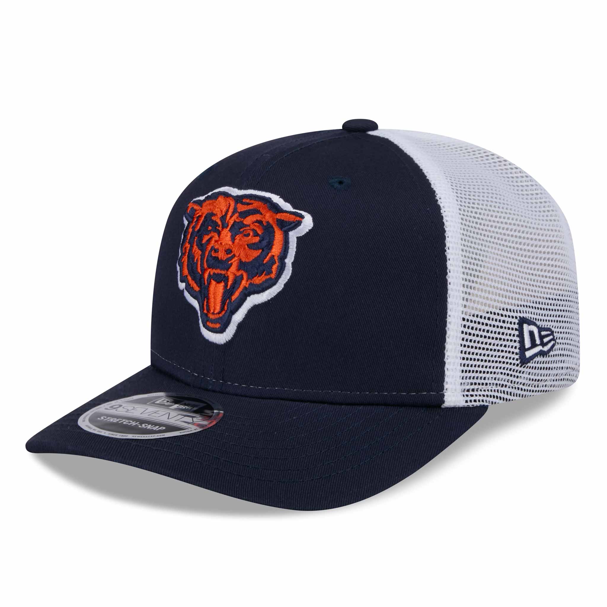 Chicago Bears New Era 9SEVENTY Navy Bear Face Trucker Adjustable Cap