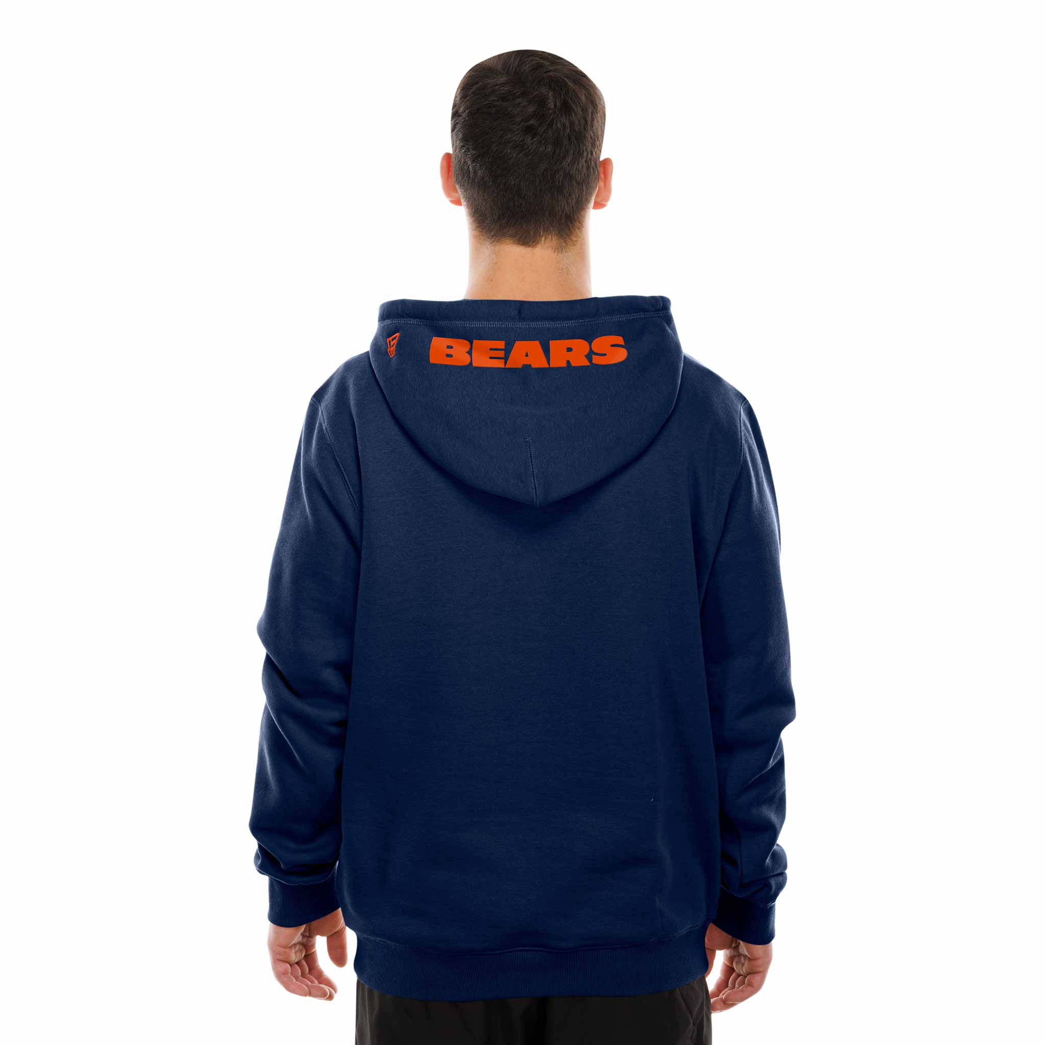 Chicago Bears New Era Navy Script Stripes Hooded Sweatshirt - Image 3
