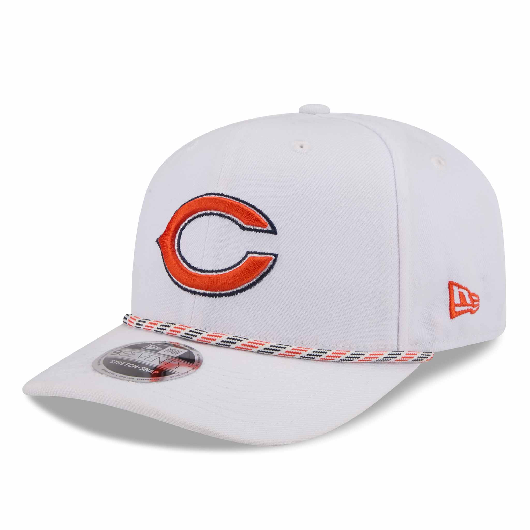 Chicago Bears New Era White Bear Face 9SEVENTY Stretch Snap Rope Adjustable Cap