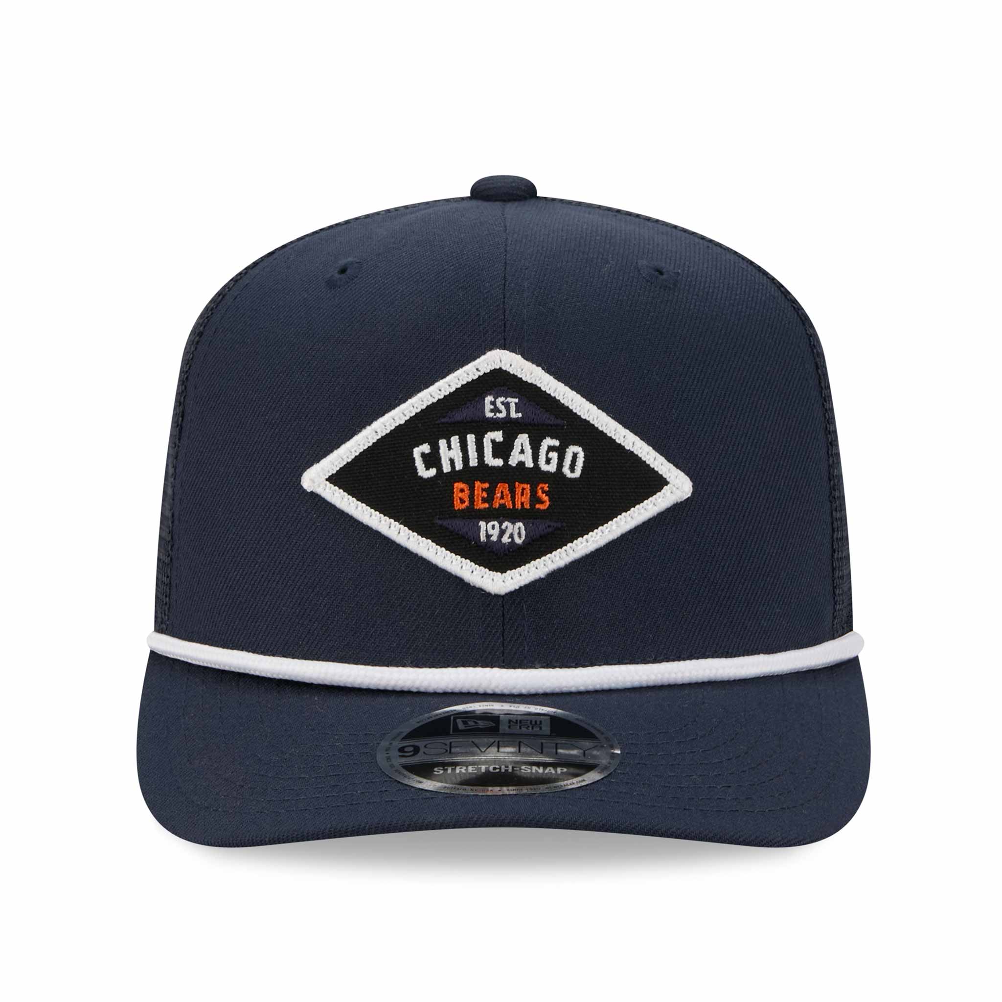 Chicago Bears New Era Navy Diamond 9SEVENTY Stretch Snap Rope Mesh Adjustable Cap - Image 4