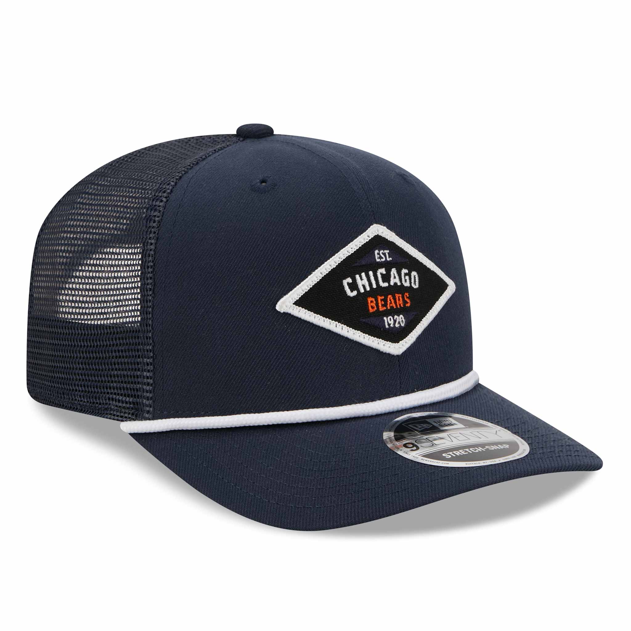 Chicago Bears New Era Navy Diamond 9SEVENTY Stretch Snap Rope Mesh Adjustable Cap - Image 5