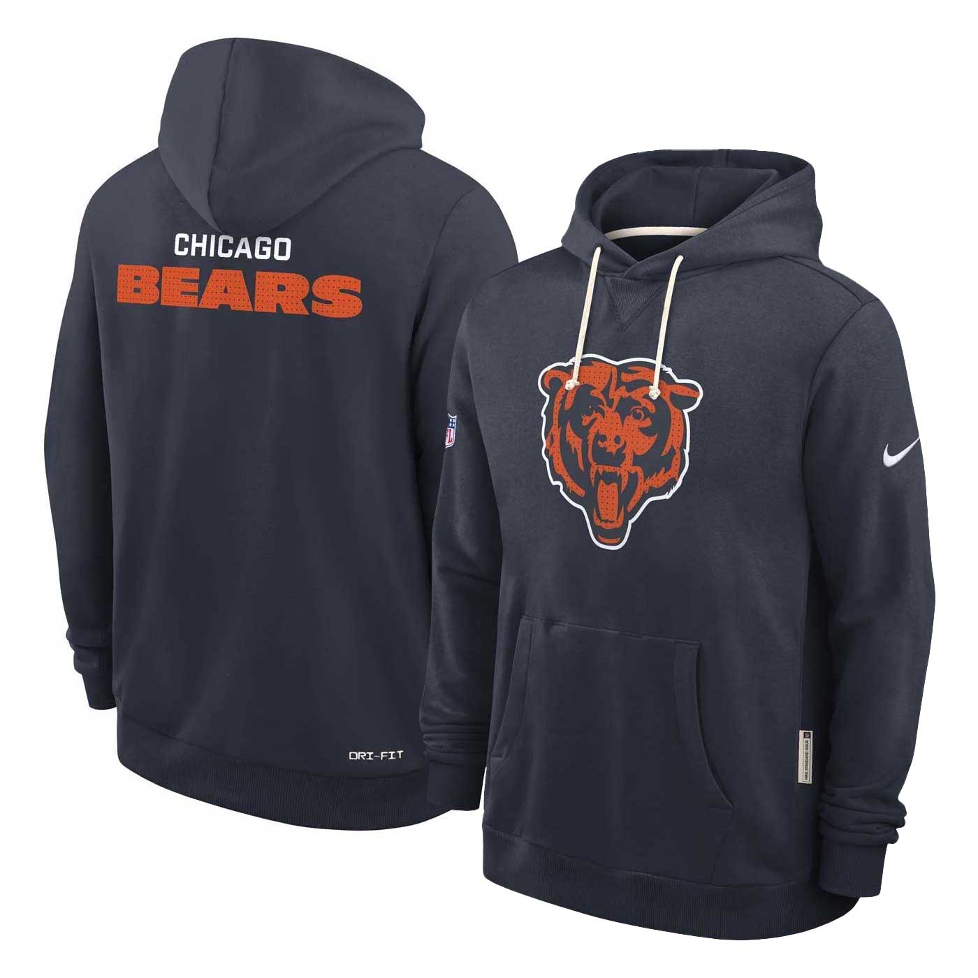 Chicago Bears Nike Navy Sideline Dri Fit Hooded Sweatshirt
