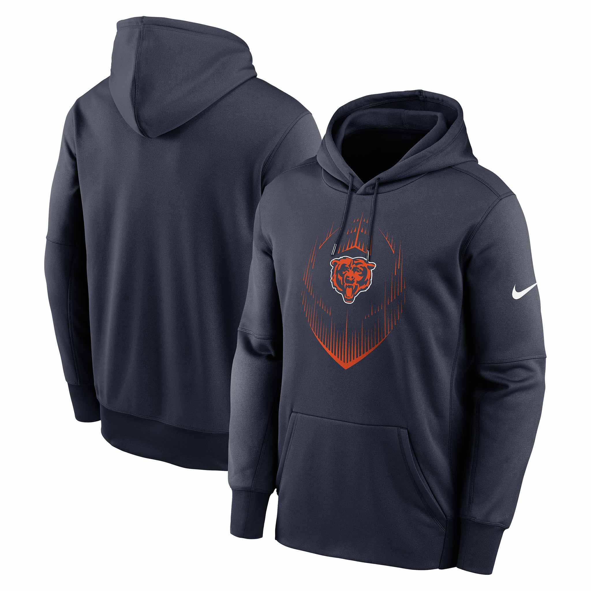 Chicago Bears Nike Navy Therma Hooded Sweatshirt - Image 3
