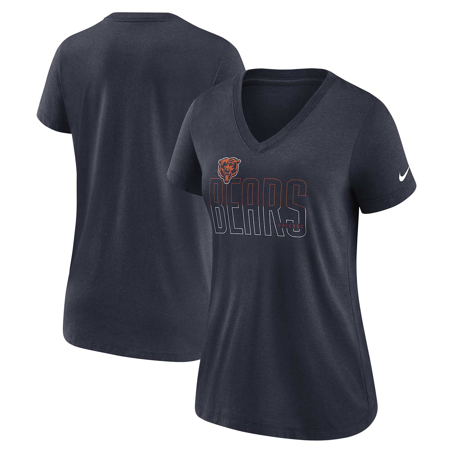 Chicago Bears Women's Nike Triblend Lockup Split V-Neck T-Shirt - Image 2