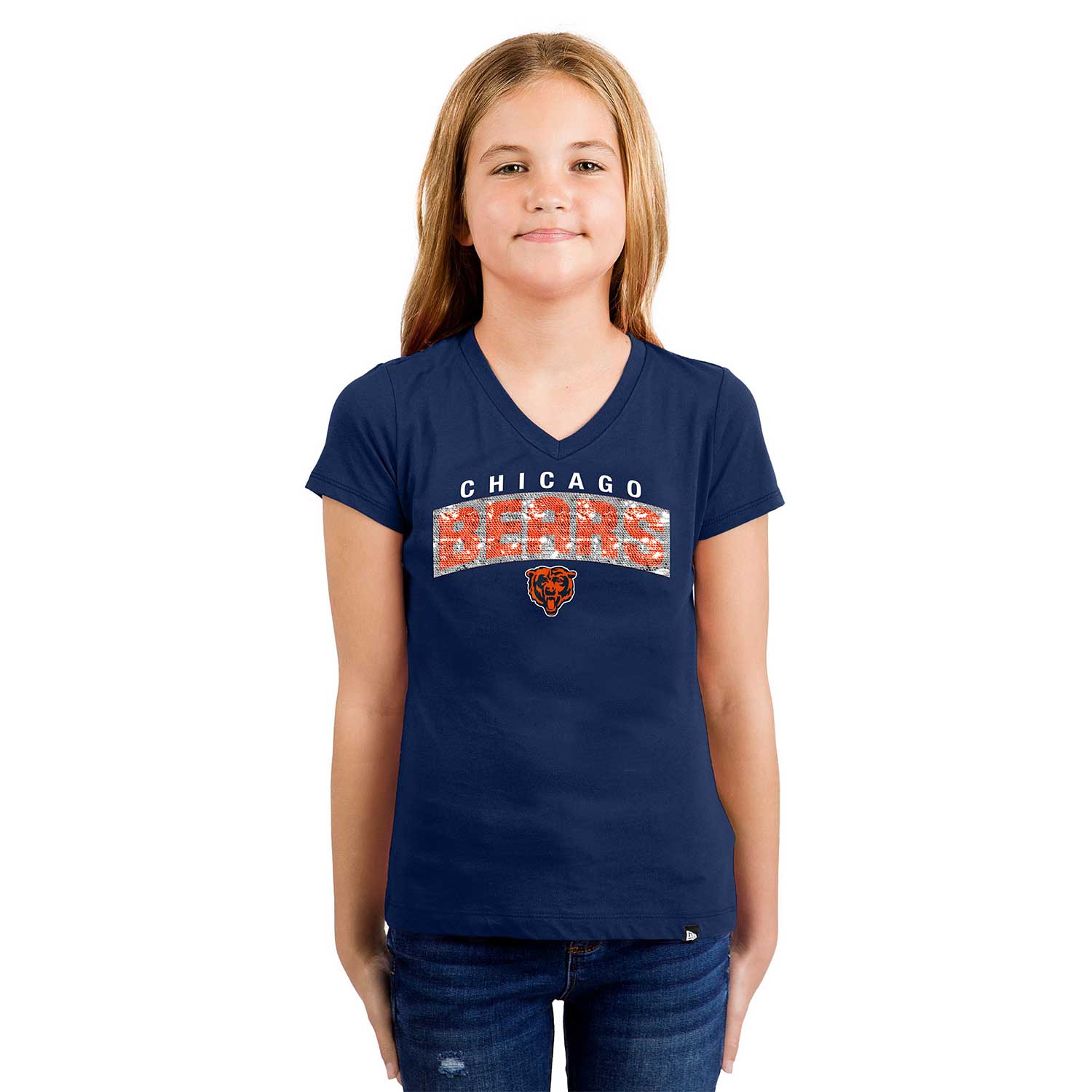 Chicago Bears Youth Girls Sequin T-Shirt - Image 2