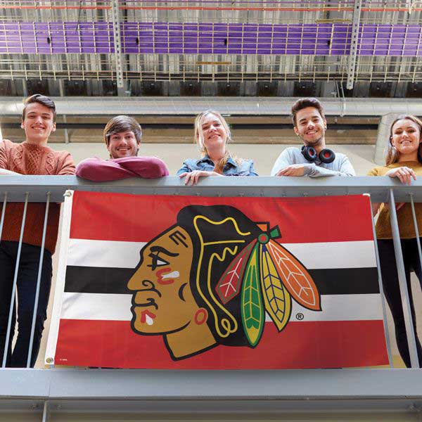 Chicago Blackhawks 3' X 5' Striped Deluxe Flag - Image 2