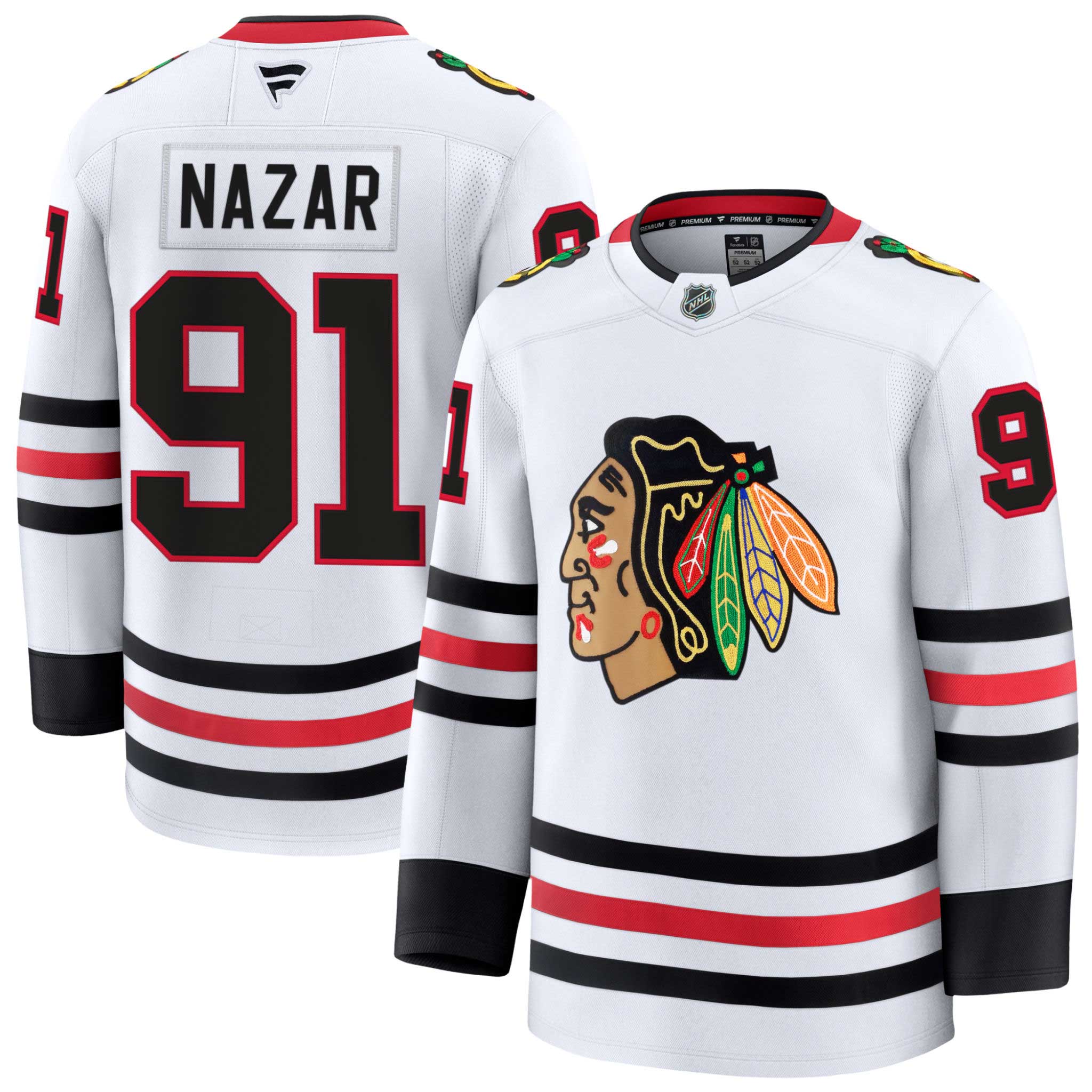Chicago Blackhawks Frank Nazar Fanatics Road Premium Jersey With Authentic Lettering