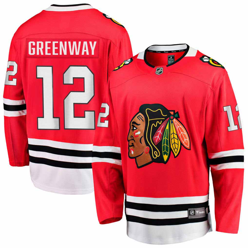 Chicago Blackhawks Jordan Greenway Home Breakaway Jersey With Authentic Lettering