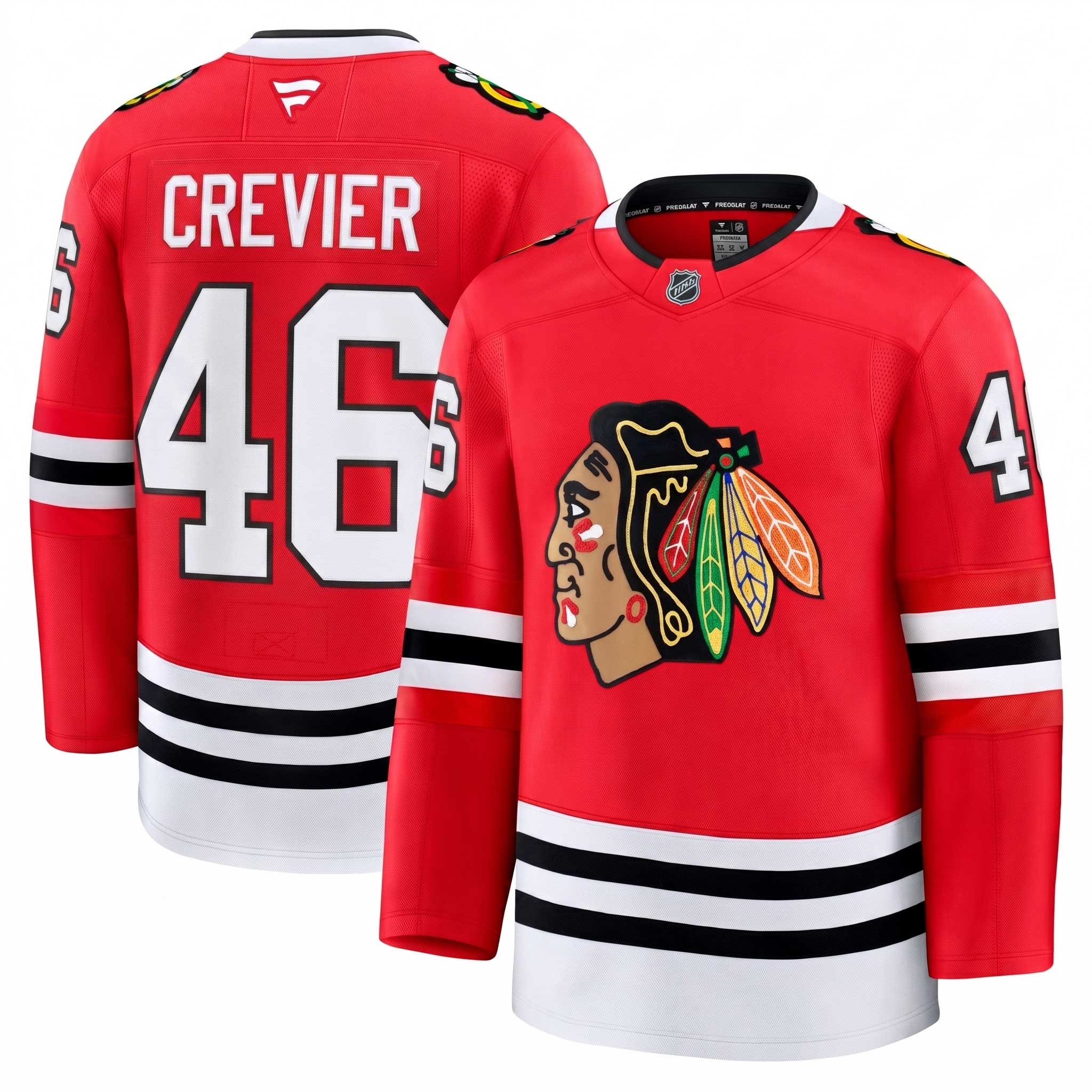 Chicago Blackhawks Louis Crevier Fanatics Home Premium Jersey With Authentic Lettering