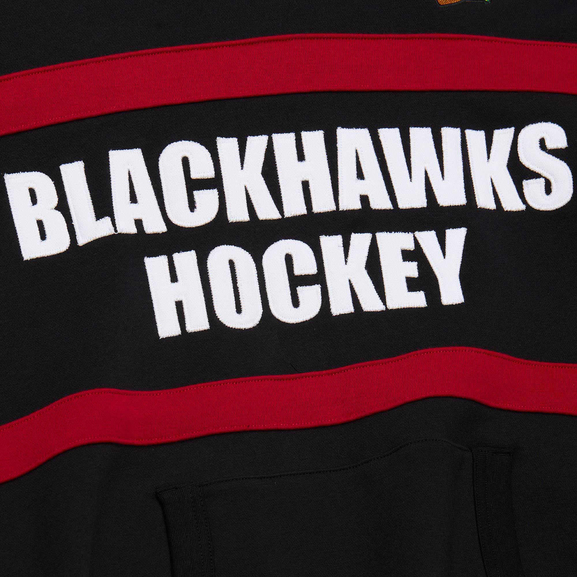 Chicago Blackhawks Mitchell & Ness Black Head Coach Hooded Sweatshirt - Image 4