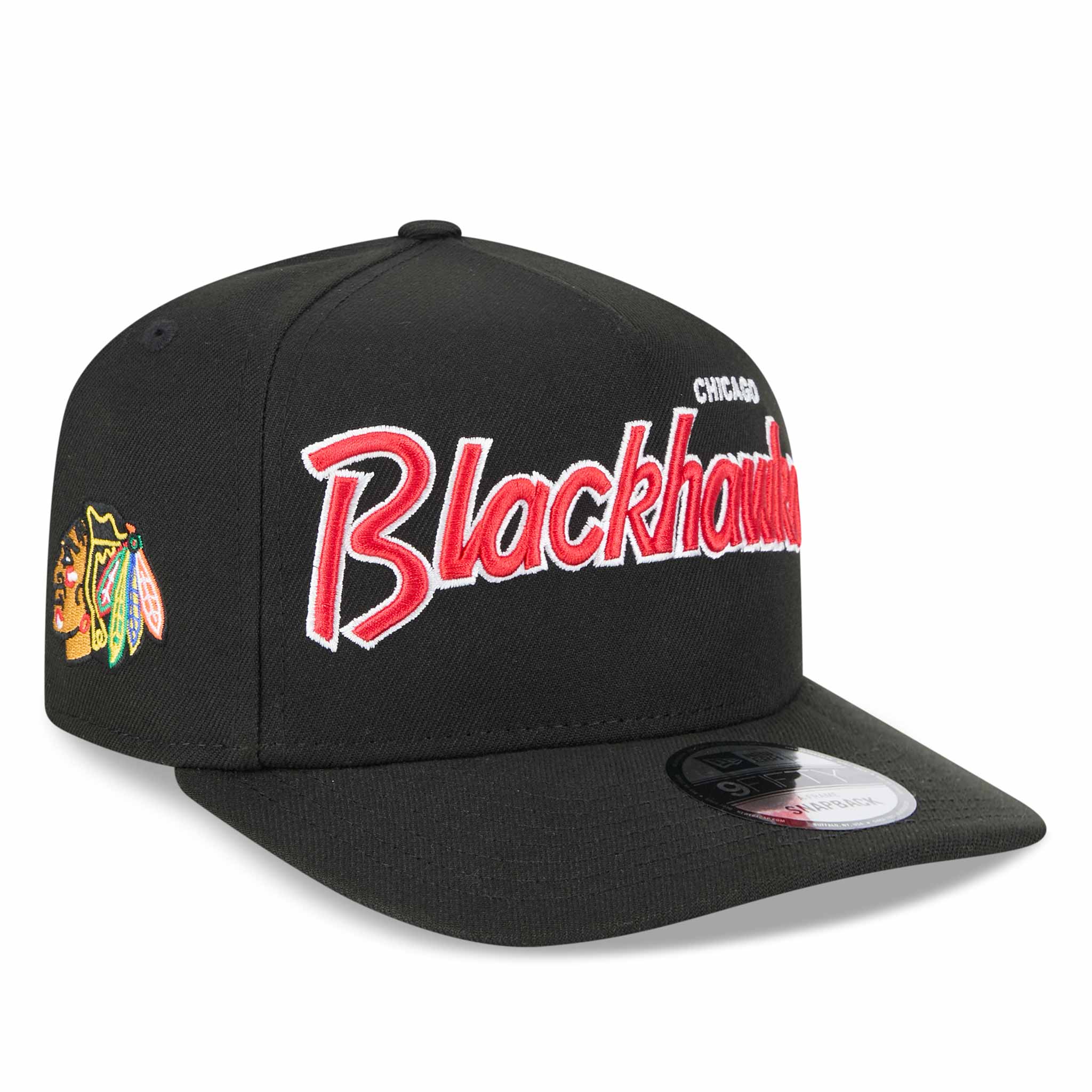 Chicago Blackhawks New Era 9FIFTY Black Indian Head Script Snapback Adjustable Cap