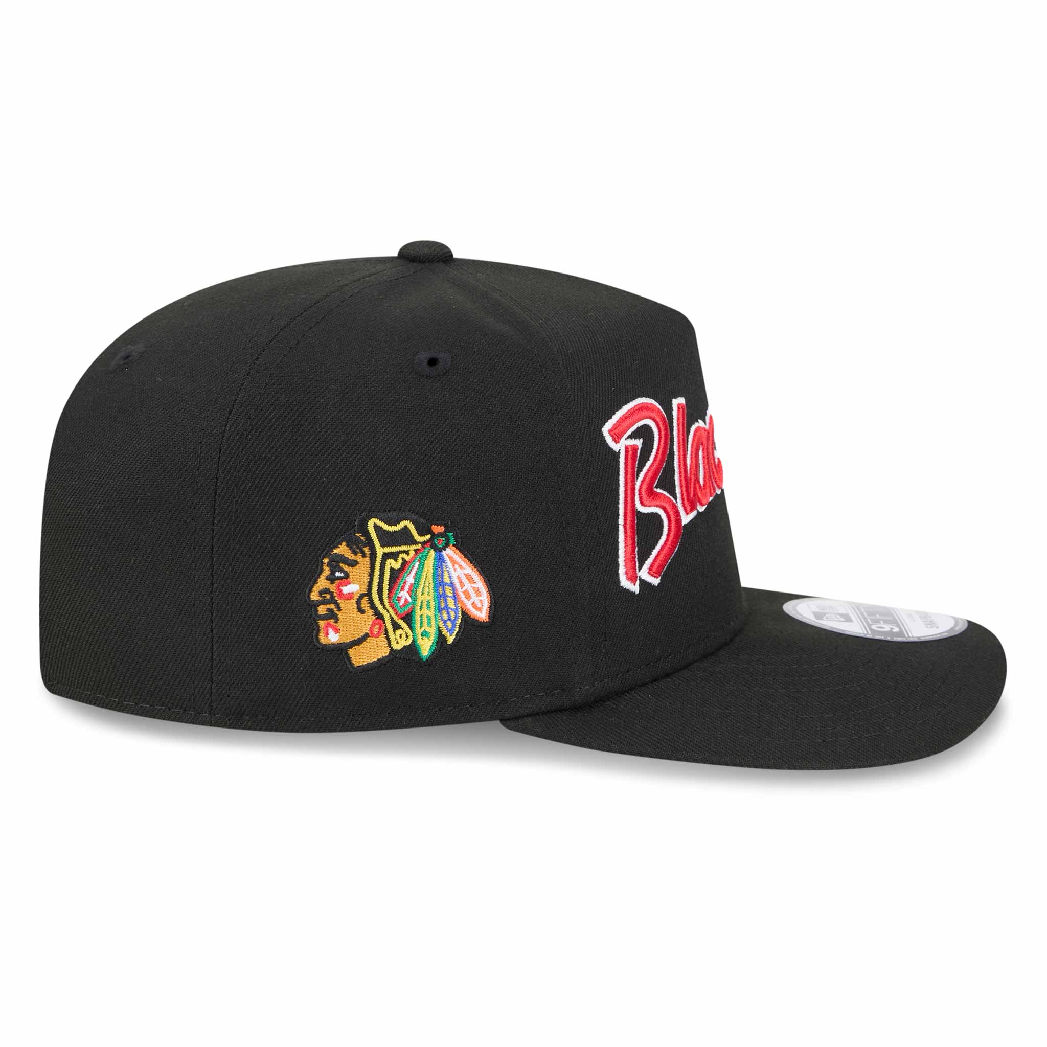 Chicago Blackhawks New Era 9FIFTY Black Indian Head Script Snapback Adjustable Cap - Image 6