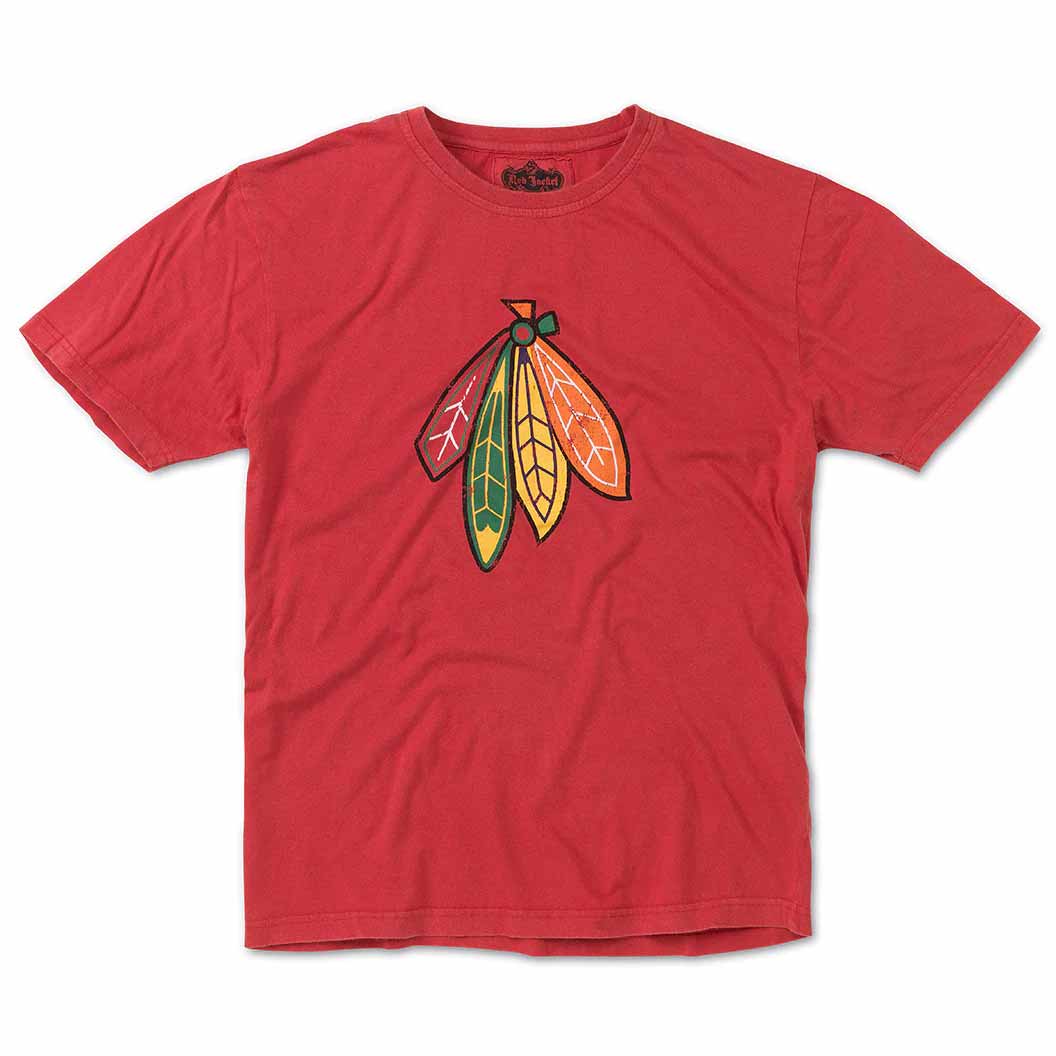 Chicago Blackhawks Red Brass Tacks Feathers T-Shirt