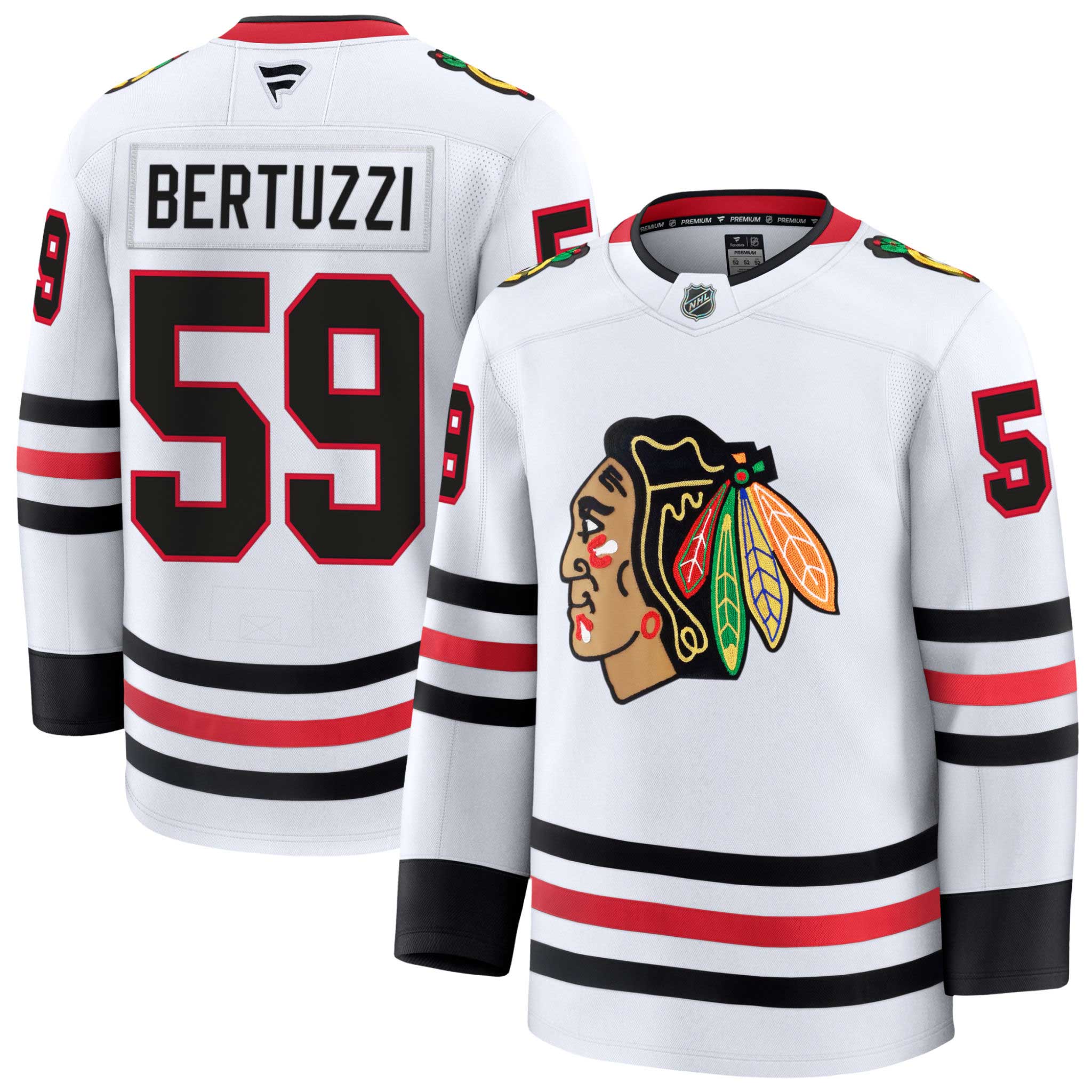 Chicago Blackhawks Tyler Bertuzzi Fanatics Road Premium Jersey With Authentic Lettering