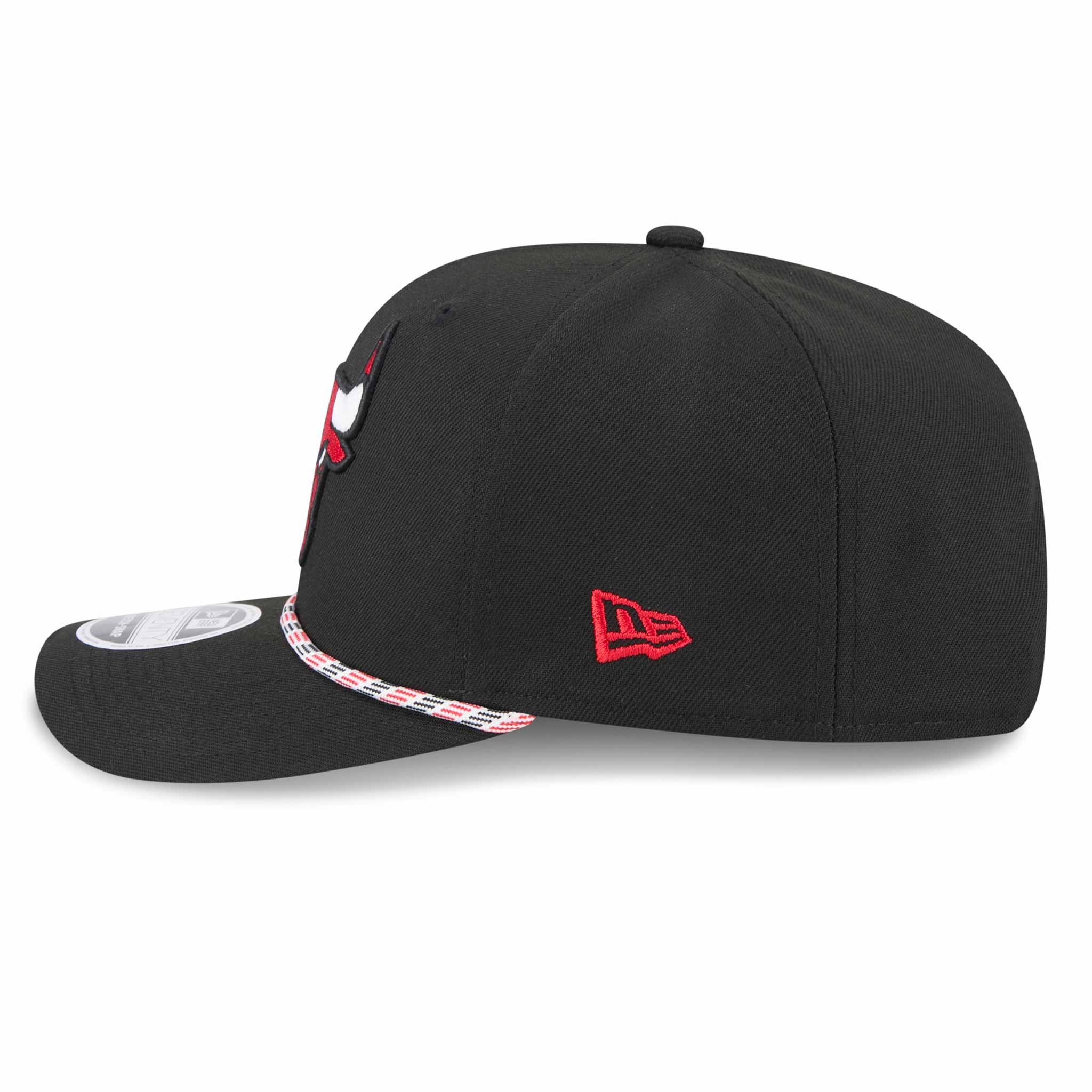 Chicago Bulls New Era Black Bulls Head Logo 9SEVENTY Stretch Fit Multi Rope Adjustable Cap - Image 3