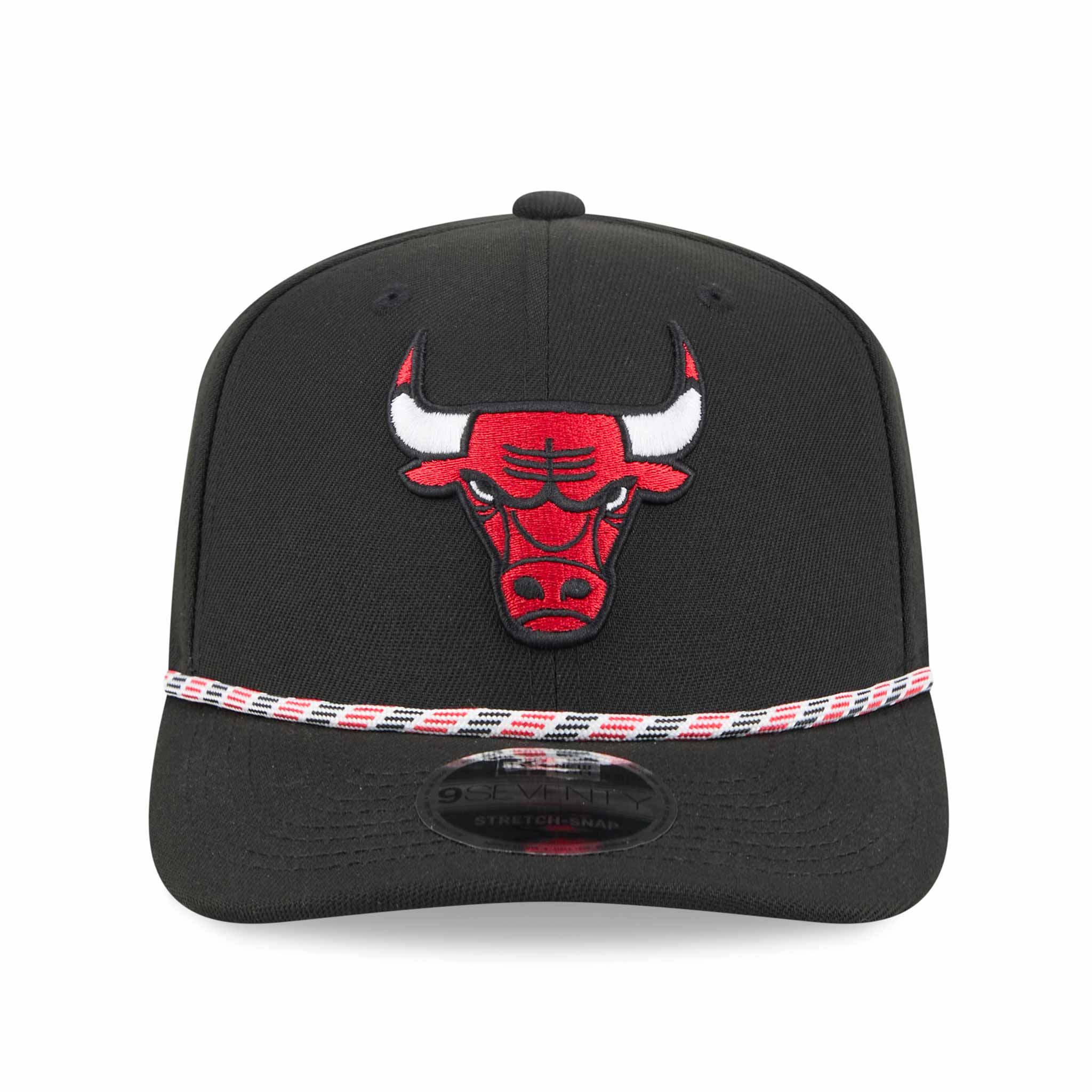 Chicago Bulls New Era Black Bulls Head Logo 9SEVENTY Stretch Fit Multi Rope Adjustable Cap - Image 4