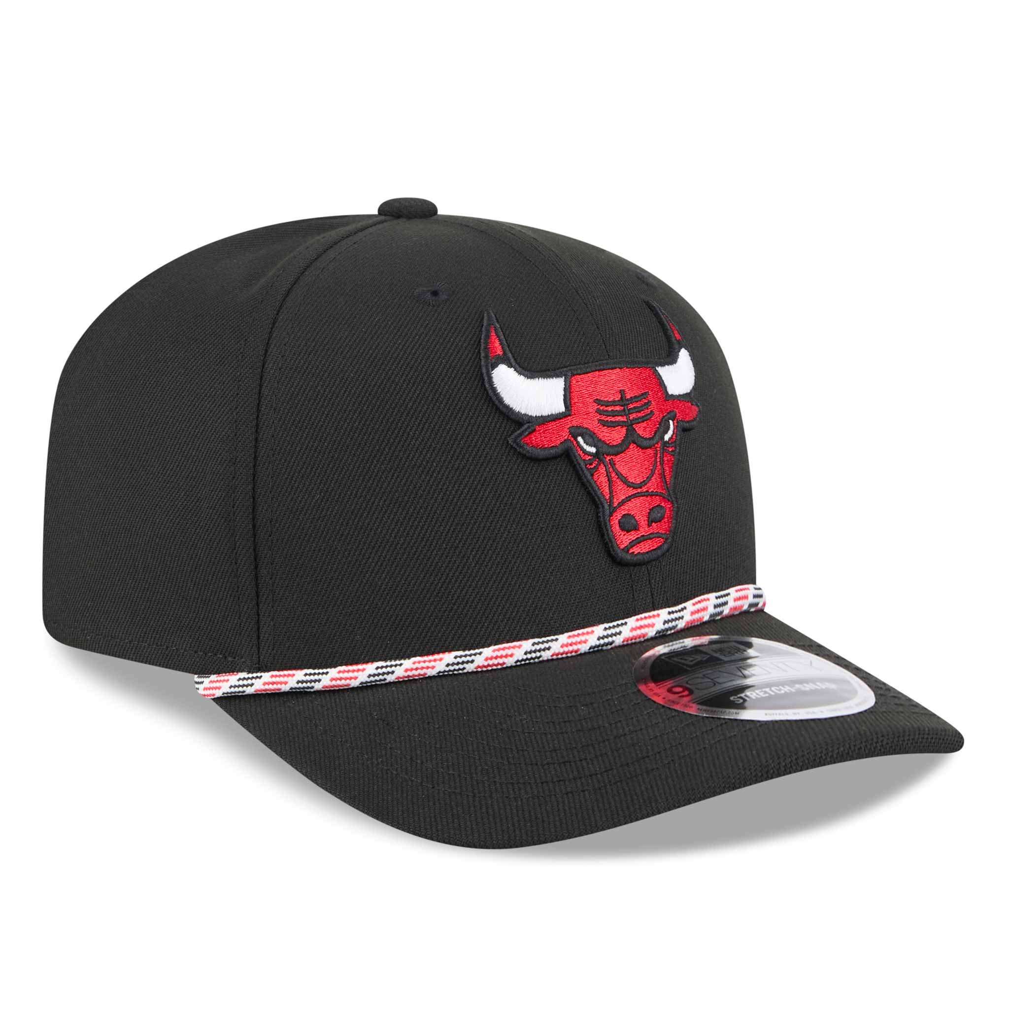 Chicago Bulls New Era Black Bulls Head Logo 9SEVENTY Stretch Fit Multi Rope Adjustable Cap - Image 5