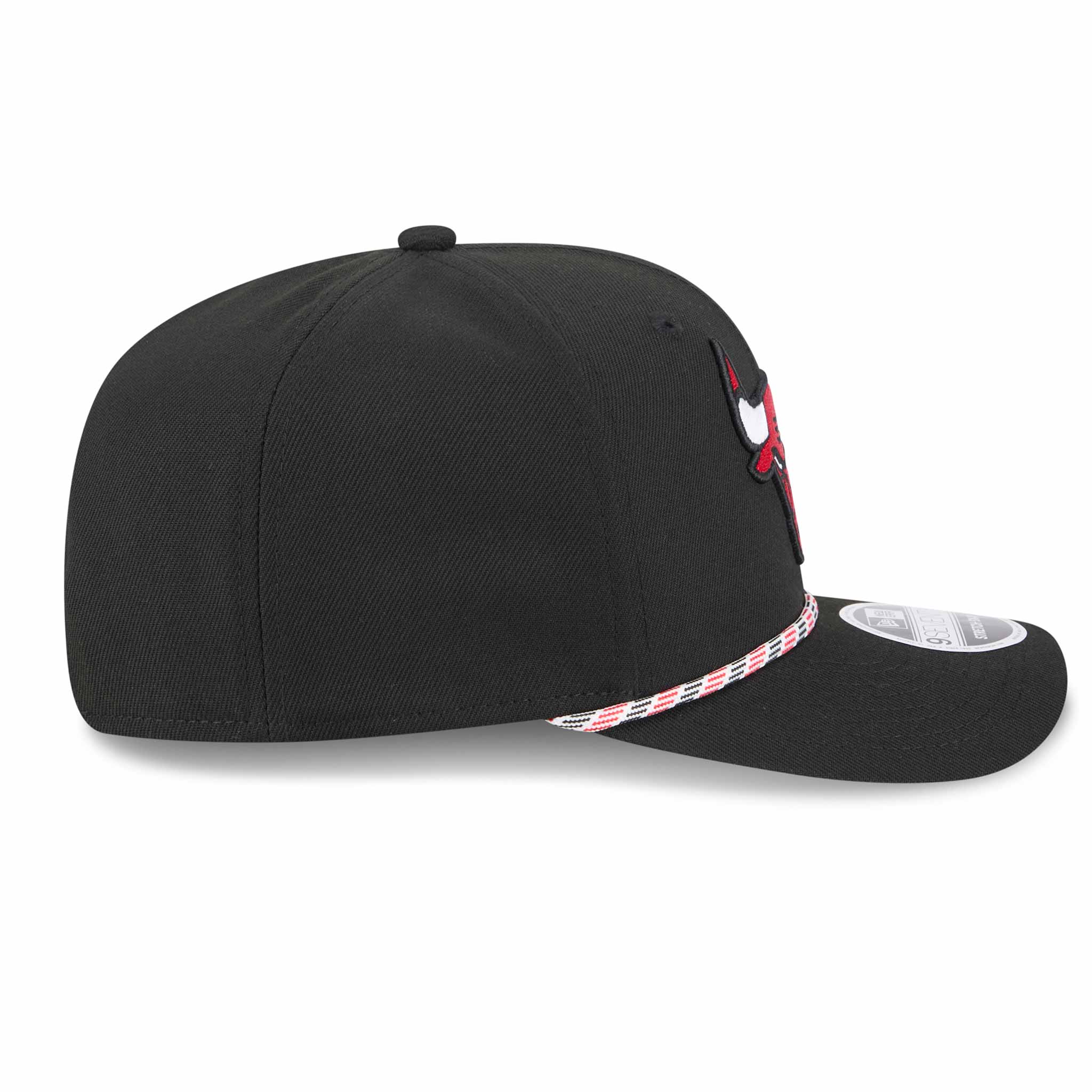 Chicago Bulls New Era Black Bulls Head Logo 9SEVENTY Stretch Fit Multi Rope Adjustable Cap - Image 6