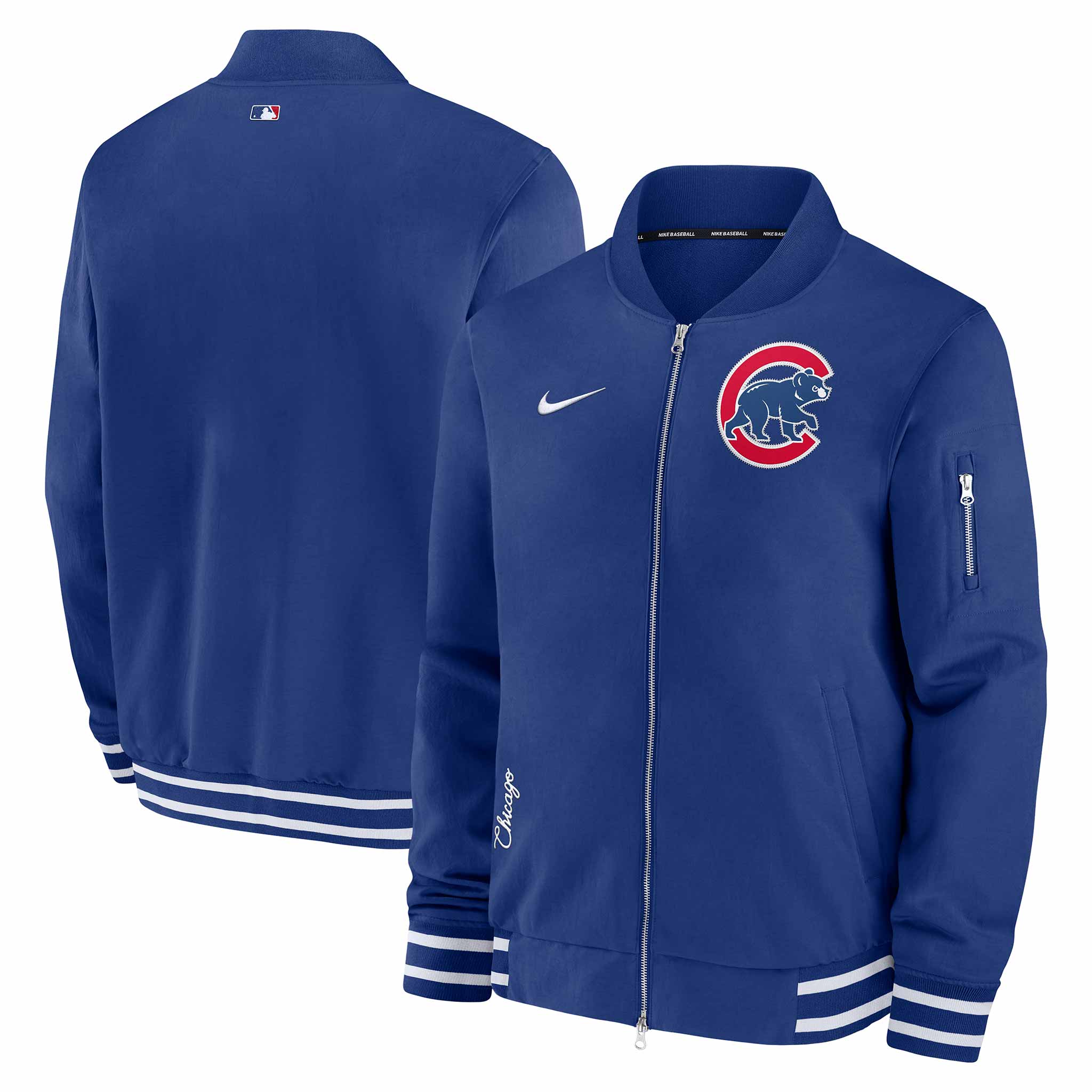 Chicago Cubs 2024 Nike Authentic Collection Bomber Jacket - Image 3