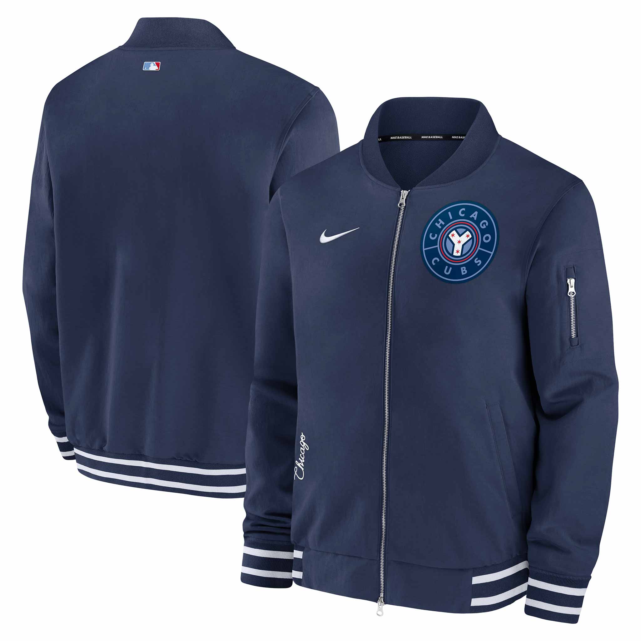 Chicago Cubs 2024 Nike Authentic Collection City Connect Bomber Jacket - Image 3