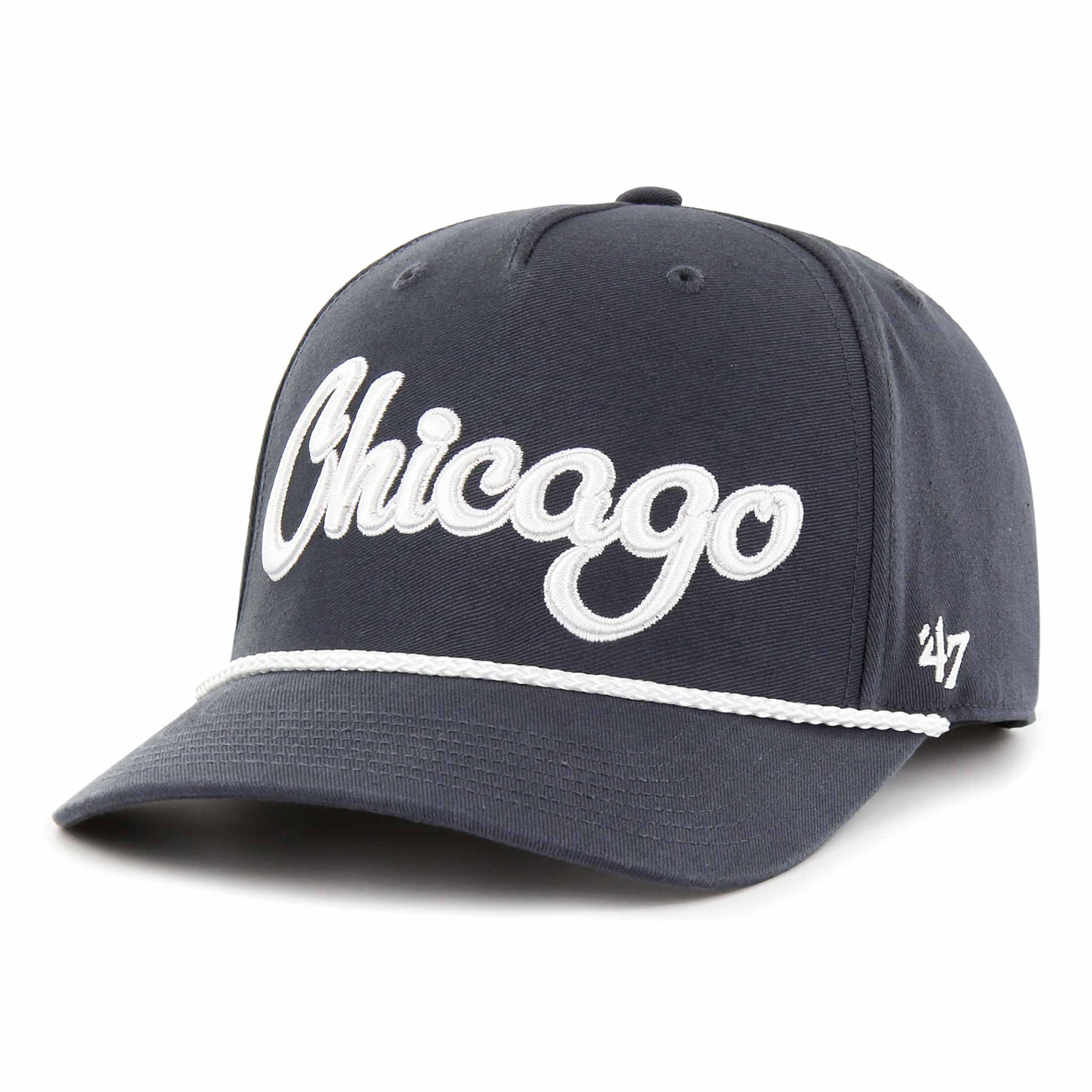 Chicago Cubs 47 Brand Cooperstown Vinatge Navy Overhand Script MVP Adjustable Cap