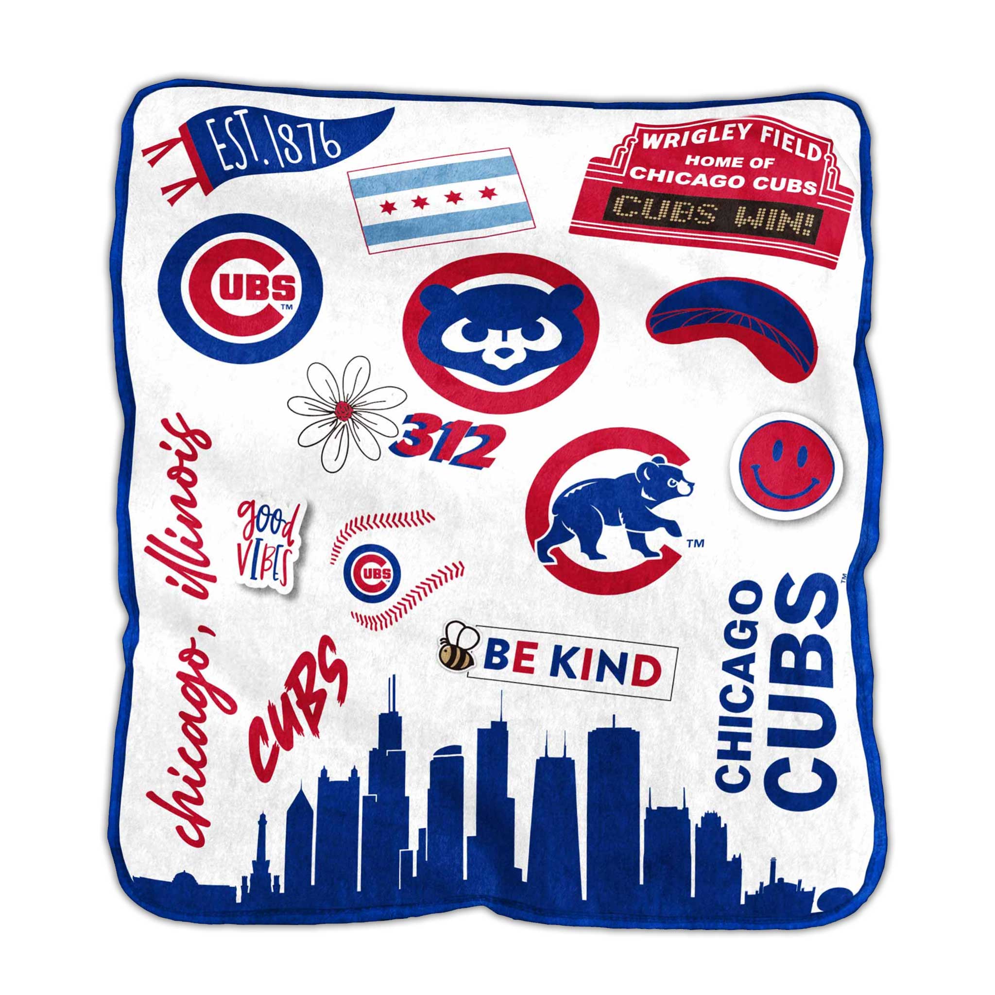 Chicago Cubs 50 X 60 Native Design Raschel Blanket