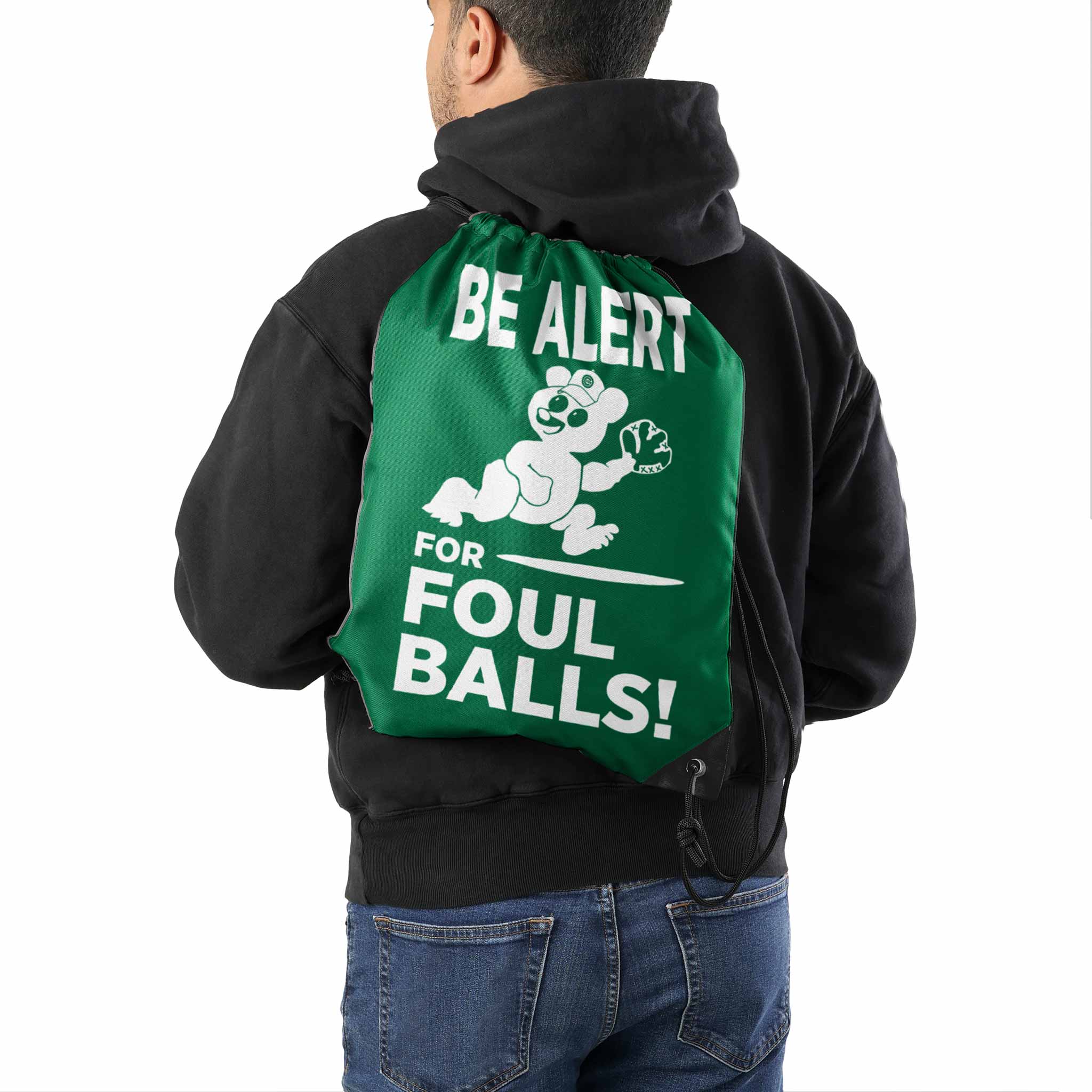 Chicago Cubs Be Alert For Foul Balls Drawstring Backsack - Image 2