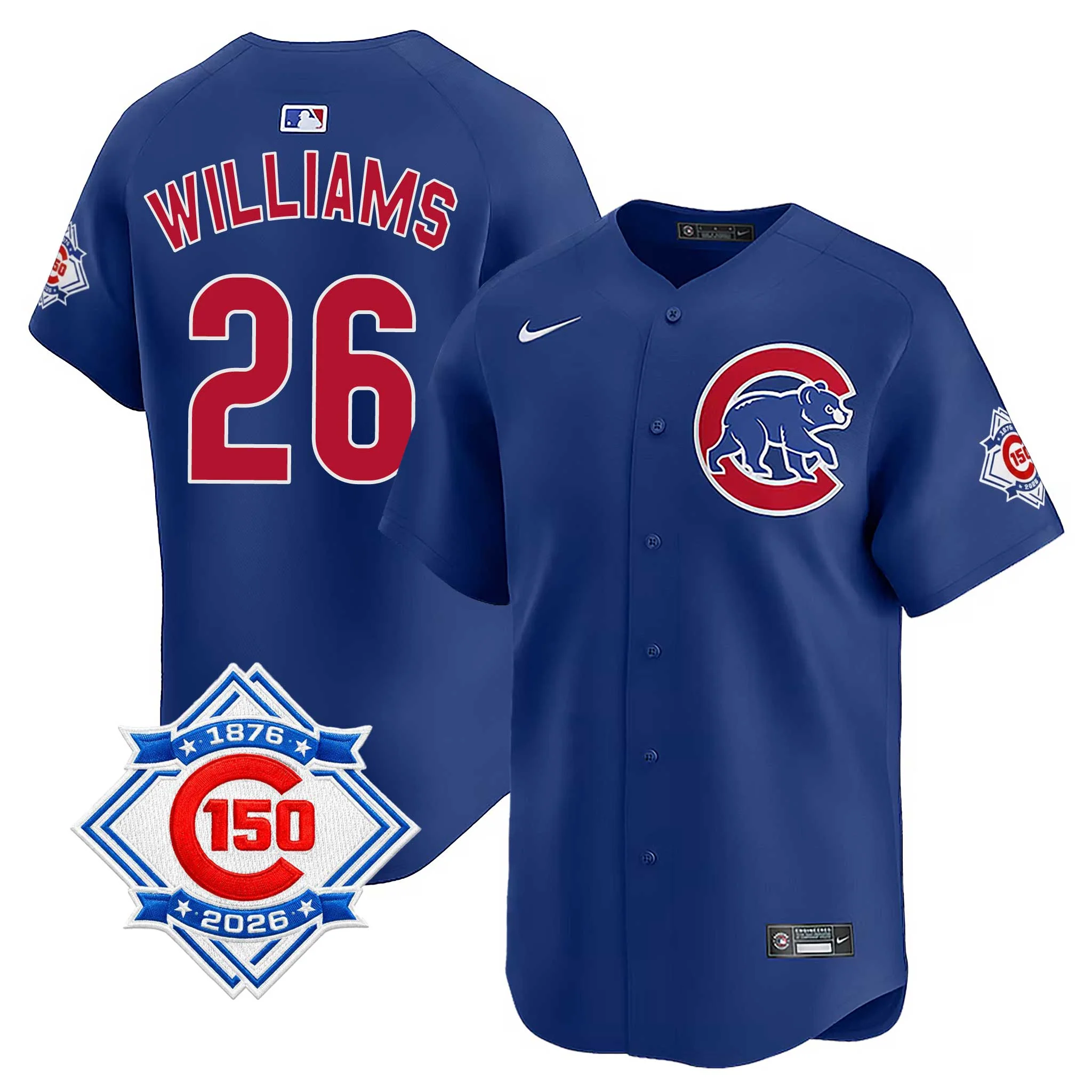 Chicago Cubs Billy Williams Nike Alternate Vapor Limited 150th Anniversary Jersey With Authentic Lettering
