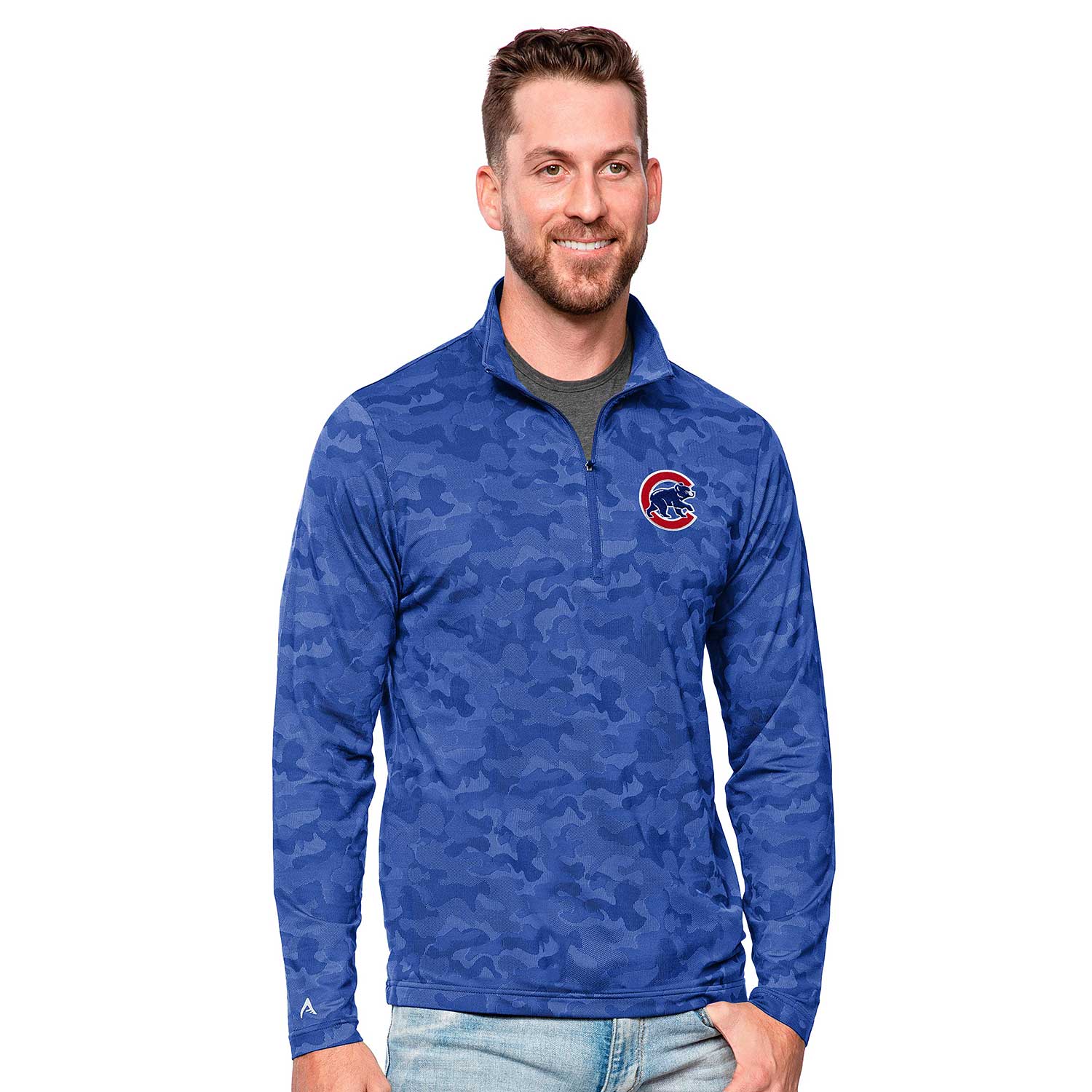Chicago Cubs Brigade Camo 1/4-Zip Pullover Sweatshirt - Image 2