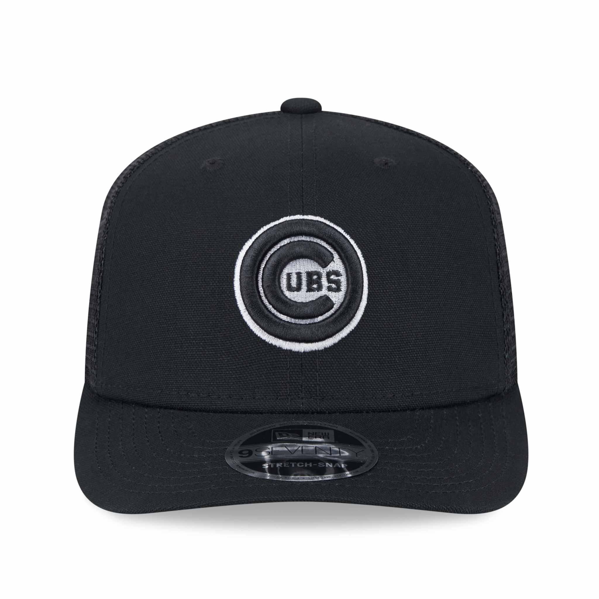 Chicago Cubs Canvas Black 9SEVENTY Stretch Snap Trucker Cap - Image 4