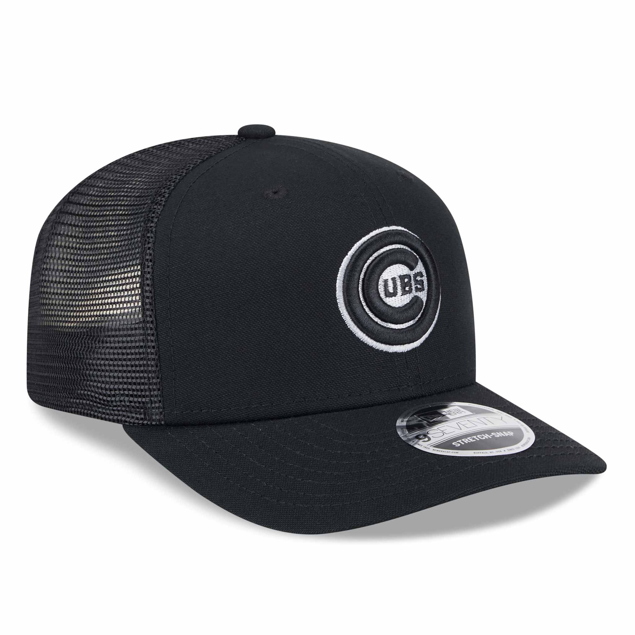 Chicago Cubs Canvas Black 9SEVENTY Stretch Snap Trucker Cap - Image 5