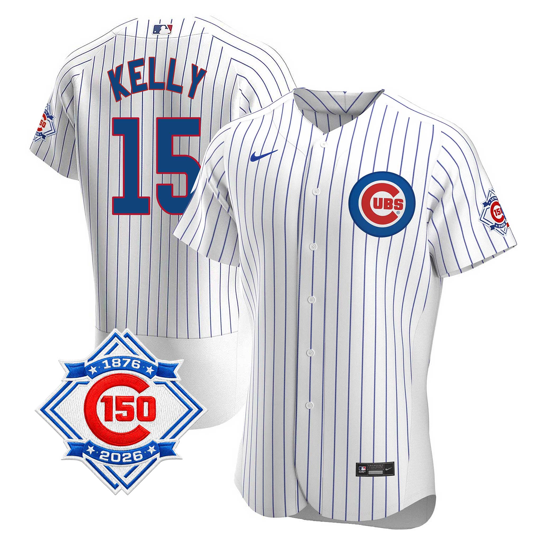 Chicago Cubs Carson Kelly Nike Coolbase Authentic Home 150th Anniversary Patch Jersey with Authentic Lettering