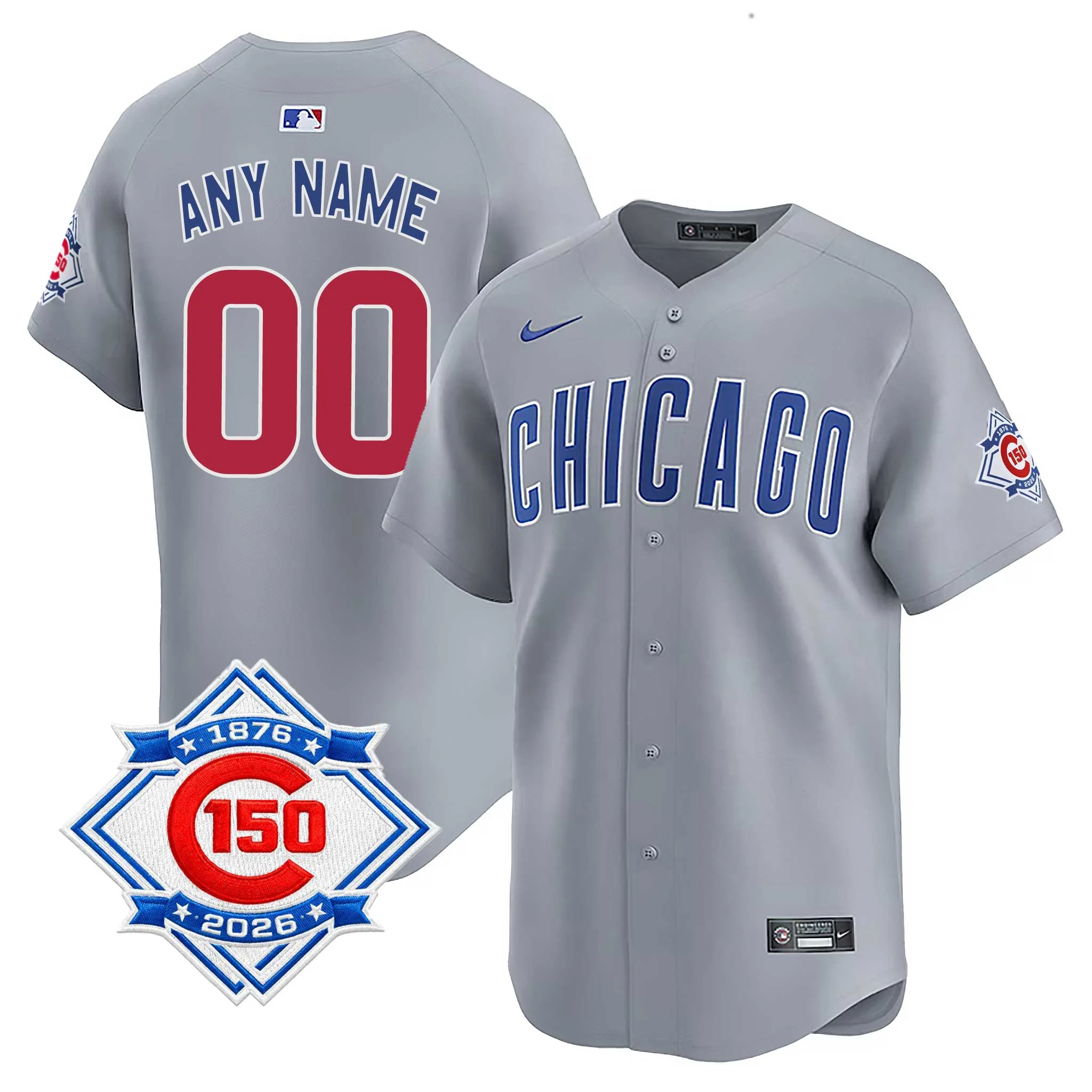 Chicago Cubs Customized Road Nike Vapor Limited 150th Anniversary Jersey With Authentic Lettering