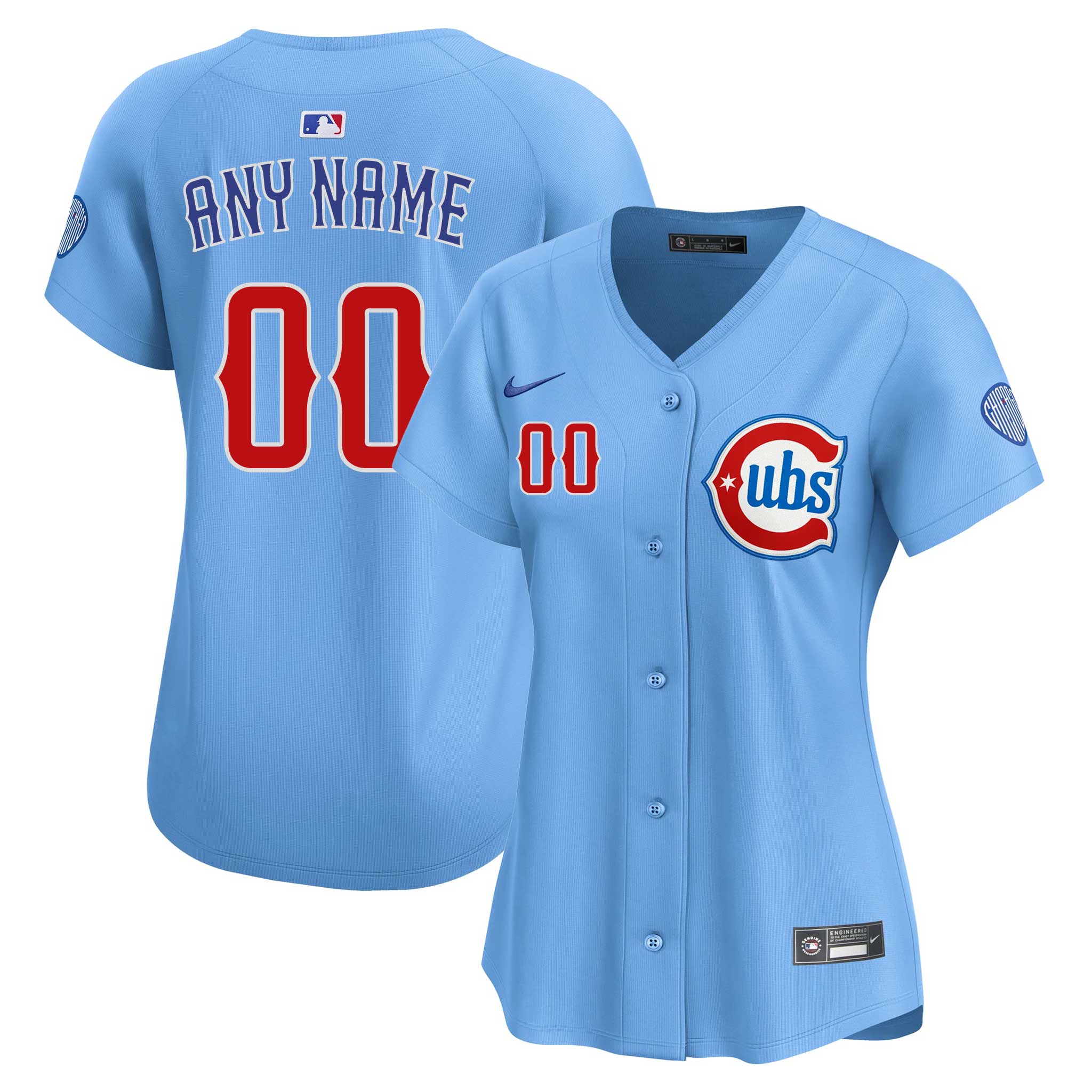Chicago Cubs Customized Women's Nike Alternate Two Jersey With Authentic Lettering