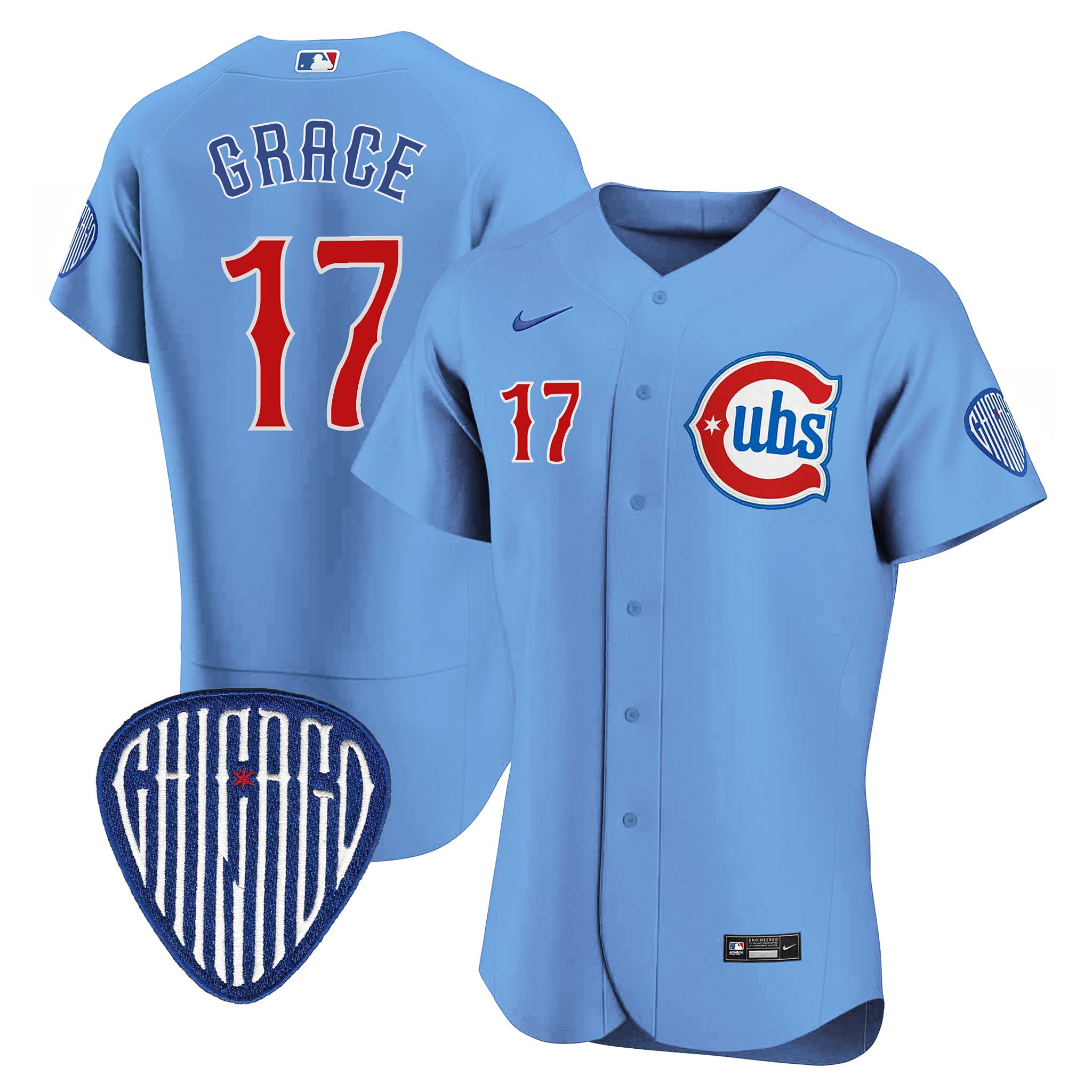 Chicago Cubs Mark Grace Nike Coolbase Authentic Alternate 2 Jersey with Authentic Lettering