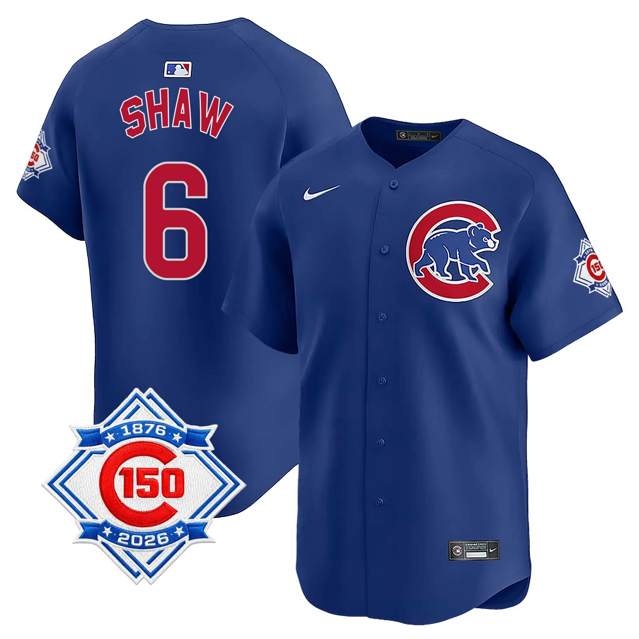 Chicago Cubs Matt Shaw Nike Alternate Vapor Limited 150th Anniversary Jersey With Authentic Lettering