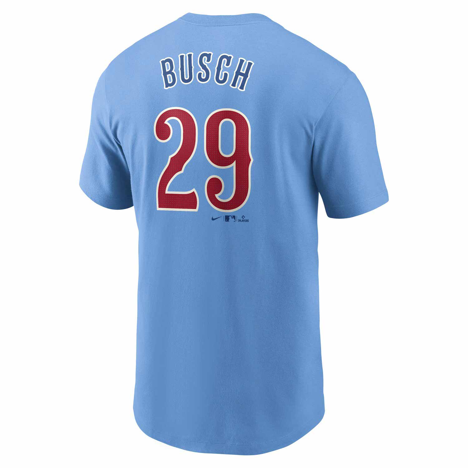 Chicago Cubs Michael Busch Nike Blues Alternate 2 Fuse Name & Number T-Shirt - Image 2