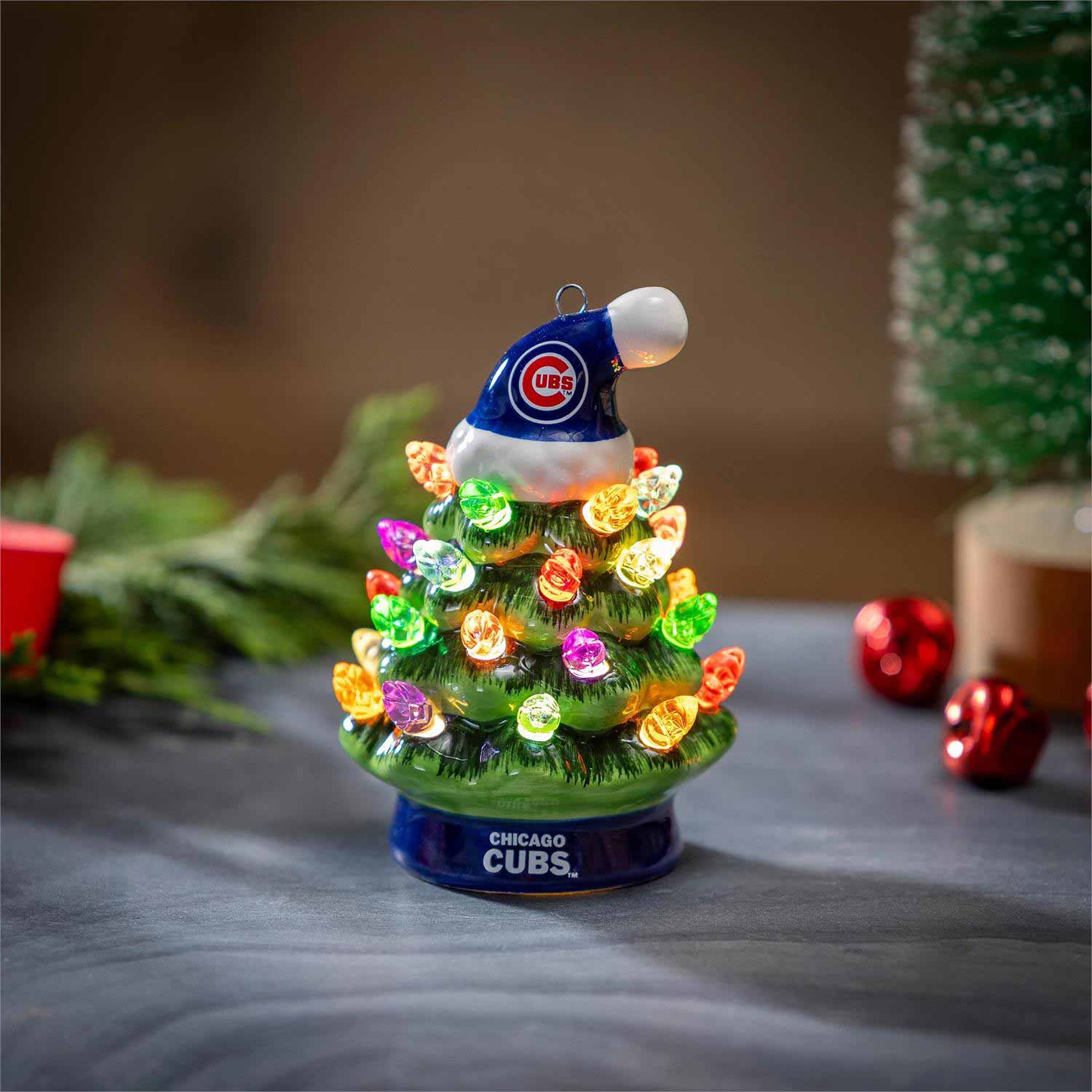 Chicago Cubs Mini LED Tabletop Christmas Tree - Image 2