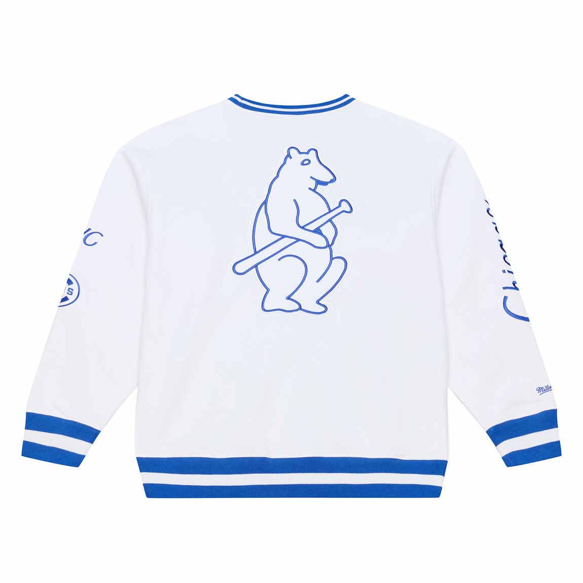 Chicago Cubs Mitchell & Ness Arctic White Crewneck Sweatshirt - Image 3