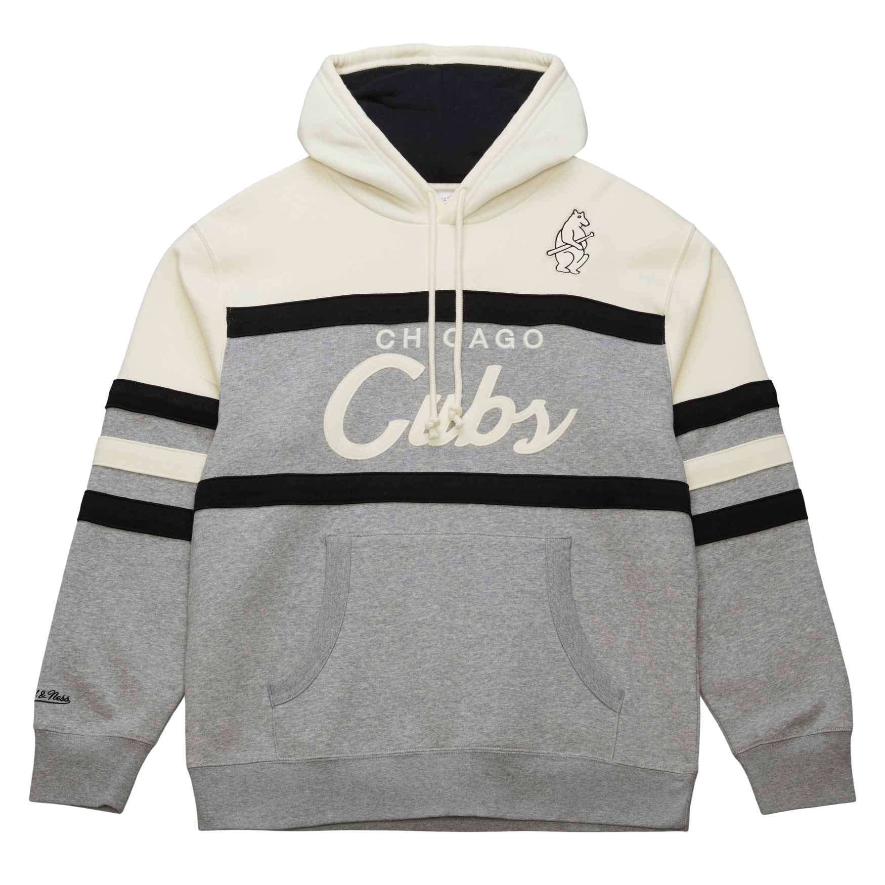 Chicago Cubs Mitchell & Ness Grey Tan Head Coach Hooded Sweatshirt