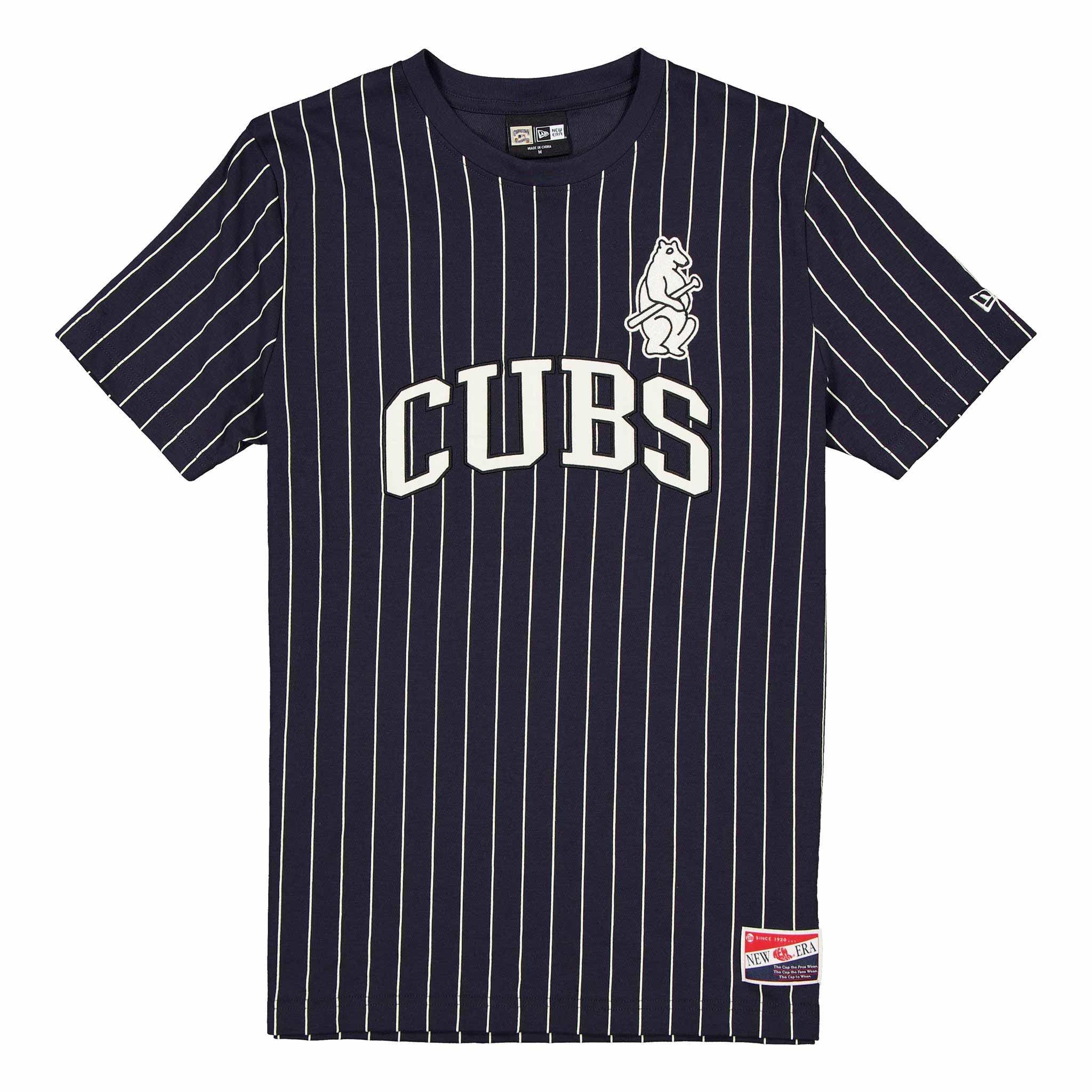 Chicago Cubs New Era 1914 Bear Navy Pinstripe T-Shirt - Image 3