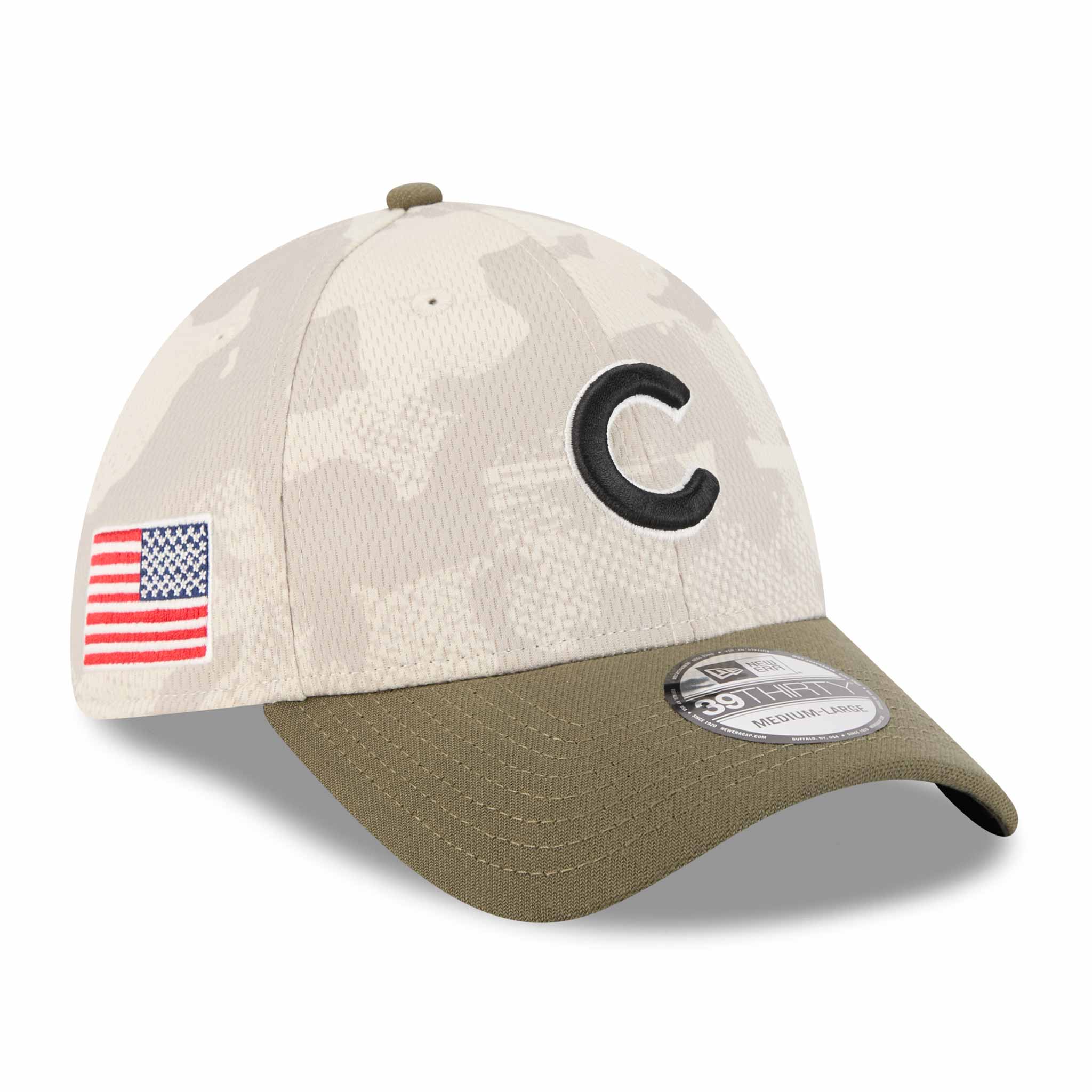 Chicago Cubs New Era 2025 Armed Forces Day 39Thirty Stretch Fit Cap