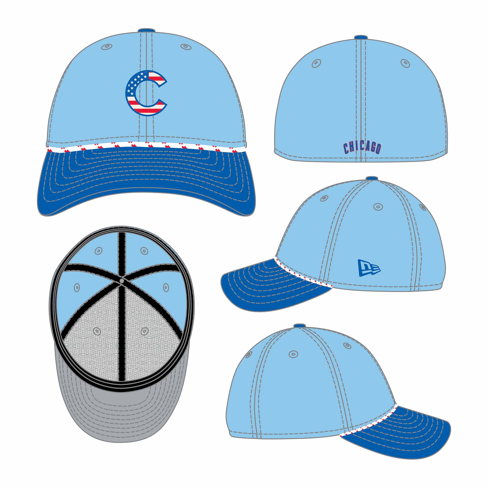 Chicago Cubs New Era 2025 Fourth of July 39THIRTY Rope Stretch Fit Cap - Image 8