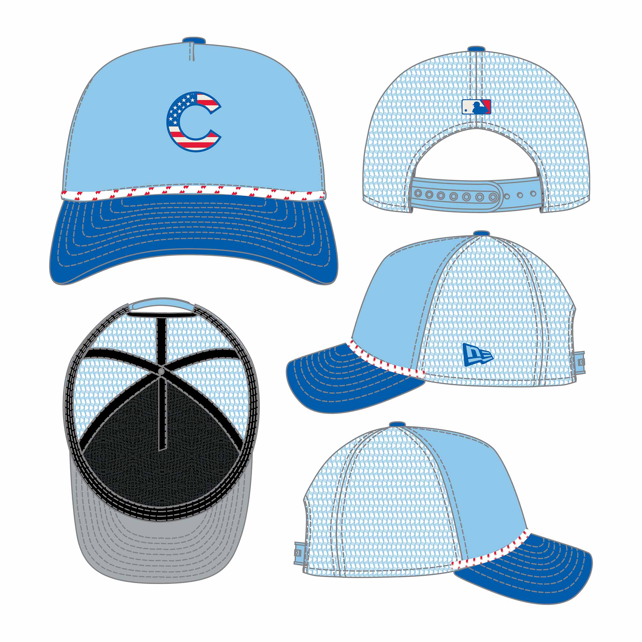 Chicago Cubs New Era 2025 Fourth of July 9FORTY Rope M Crown Adjustable Cap - Image 8