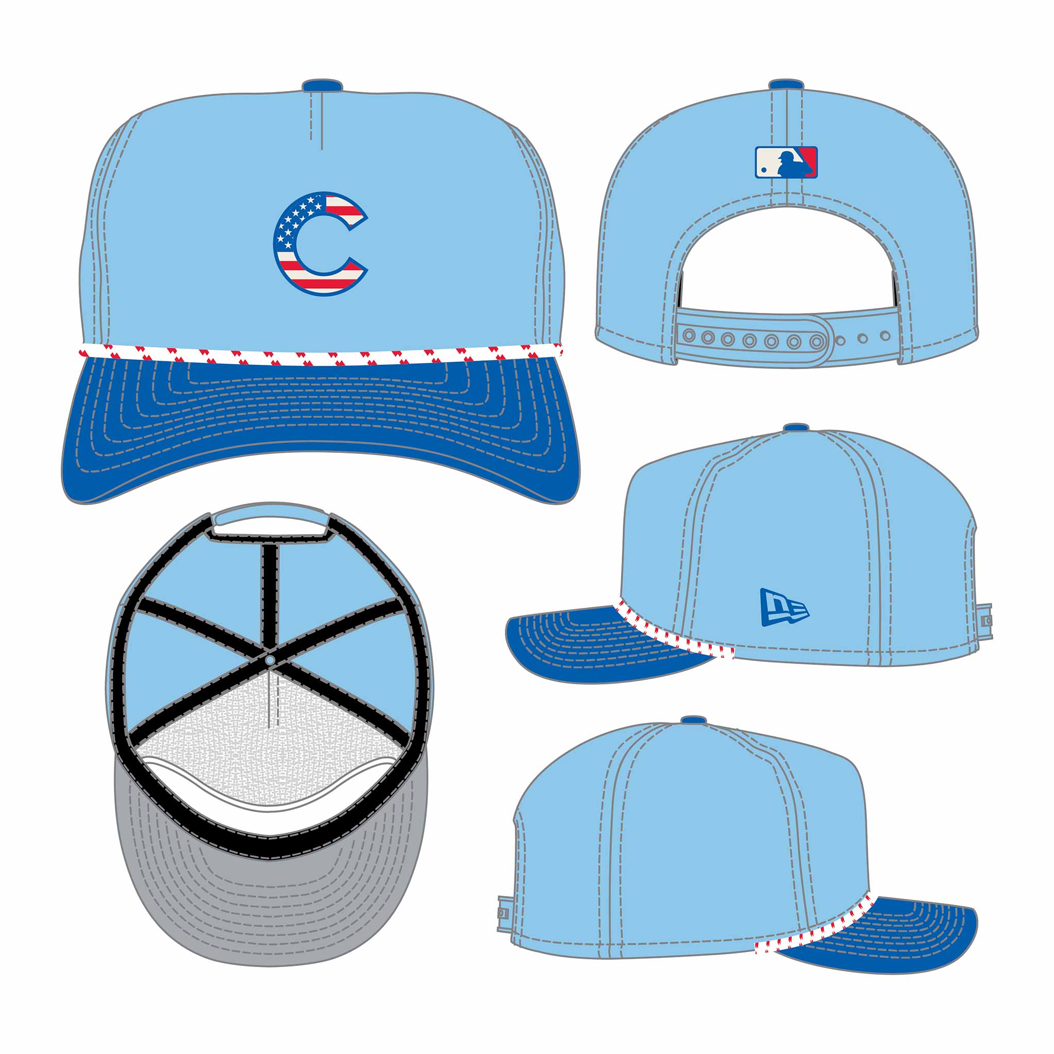 Chicago Cubs New Era 2025 Fourth of July Rope Golfer Adjustable Cap - Image 8