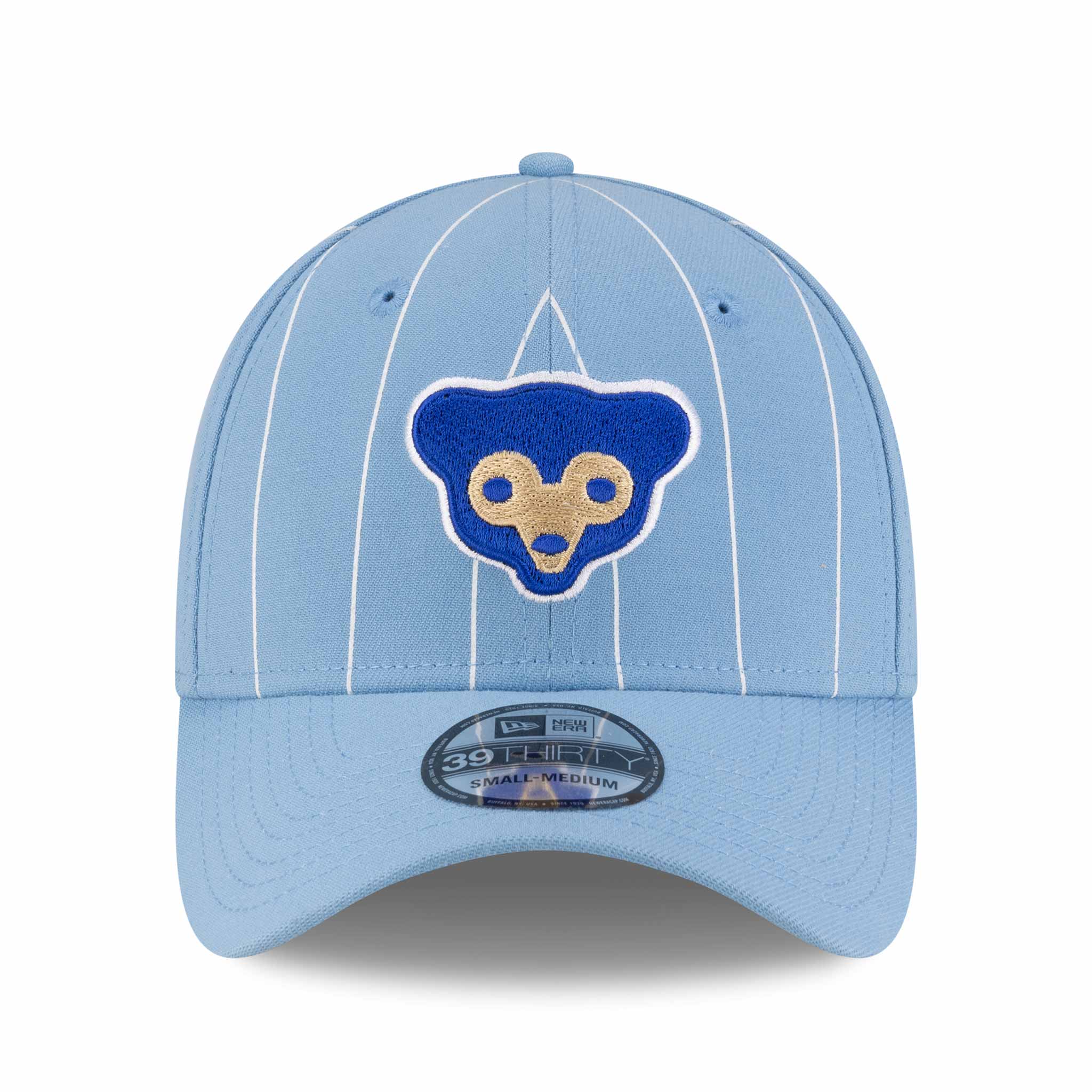Chicago Cubs New Era 39THIRTY Baby Blue Pinstripe 1969 Bear Stretch Fit Cap - Image 5