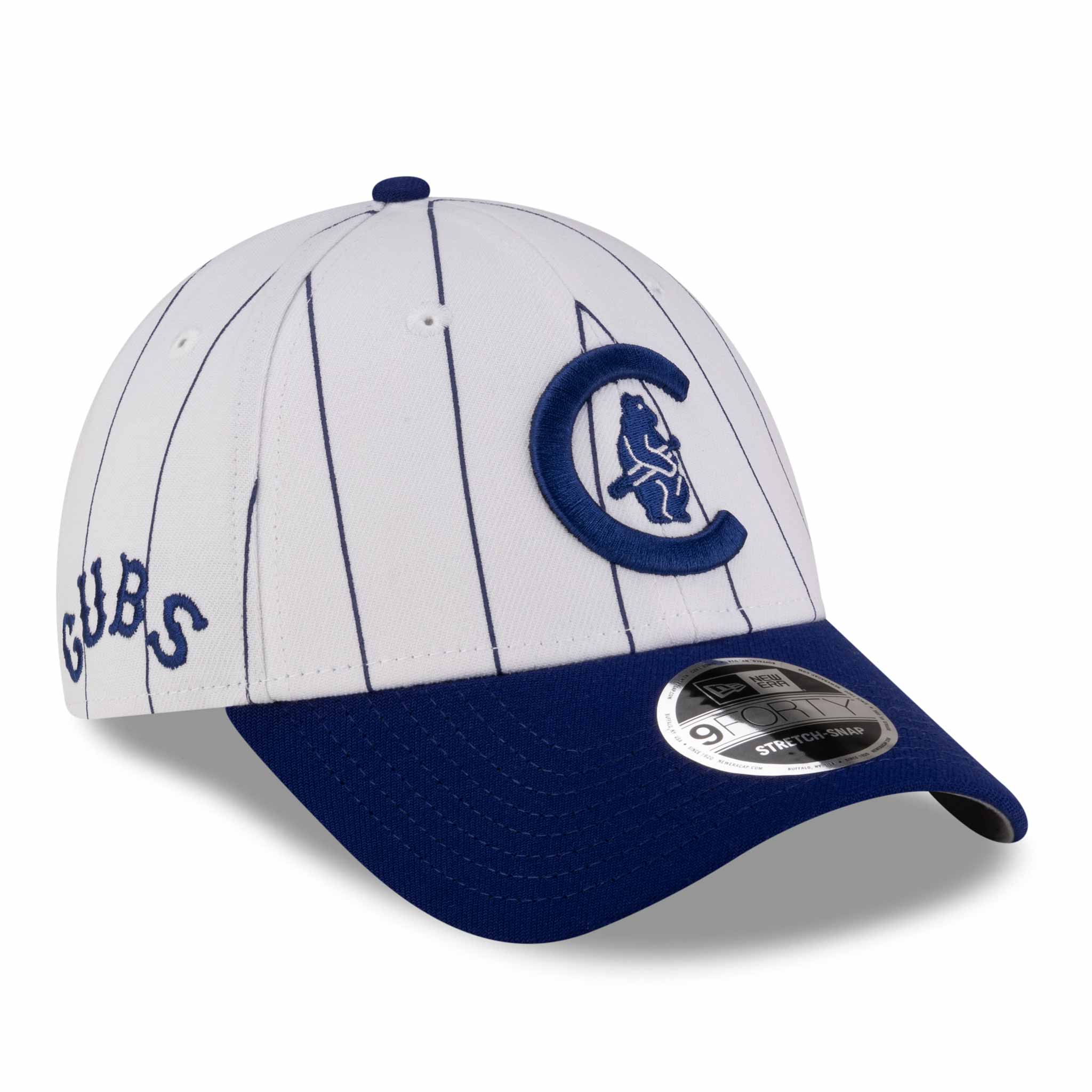 Chicago Cubs New Era 9FORTY White Pinstripe 1908 Bear In C Adjustable Cap