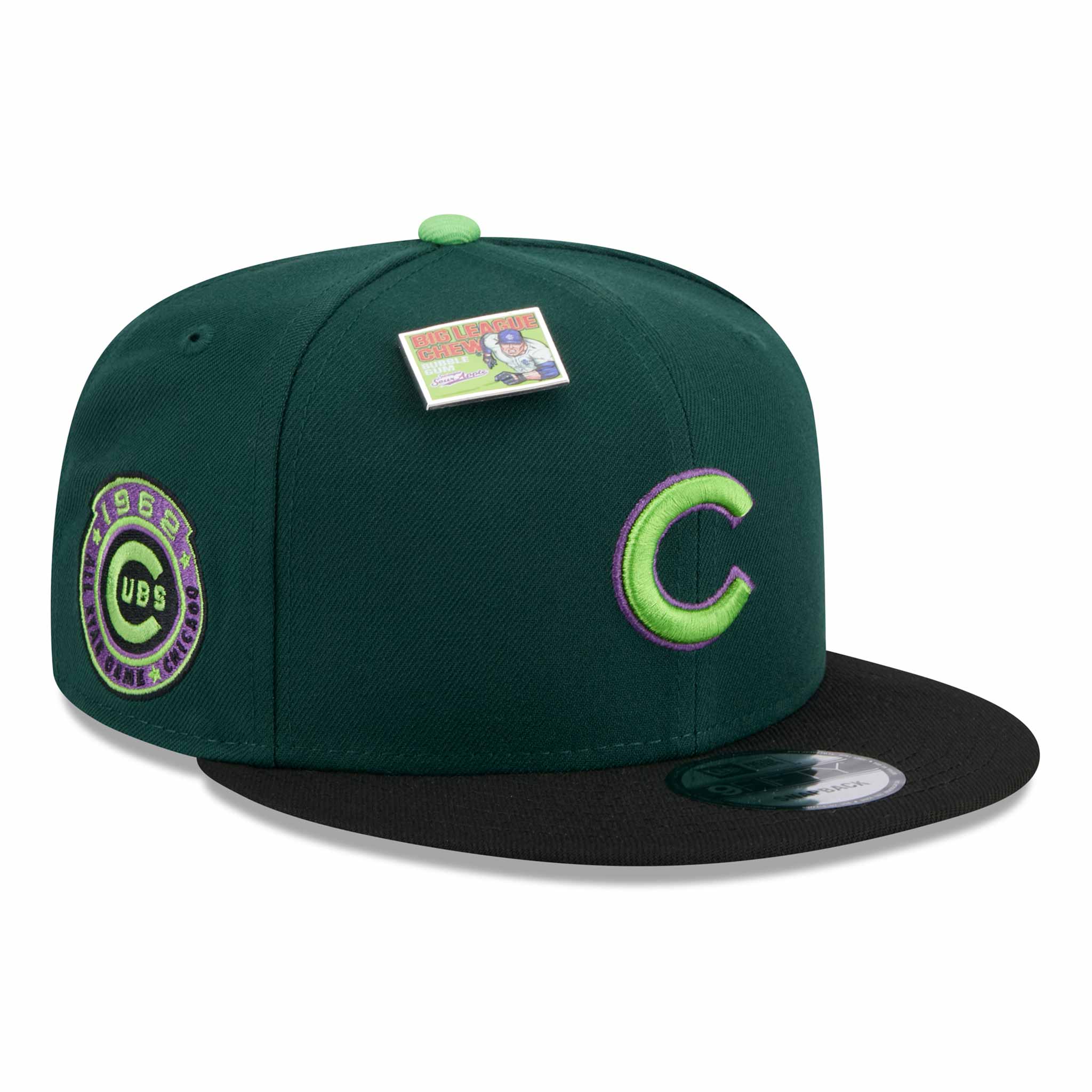 Chicago Cubs New Era Big League Chew 2024 9FIFTY Green Black Snap Back Cap